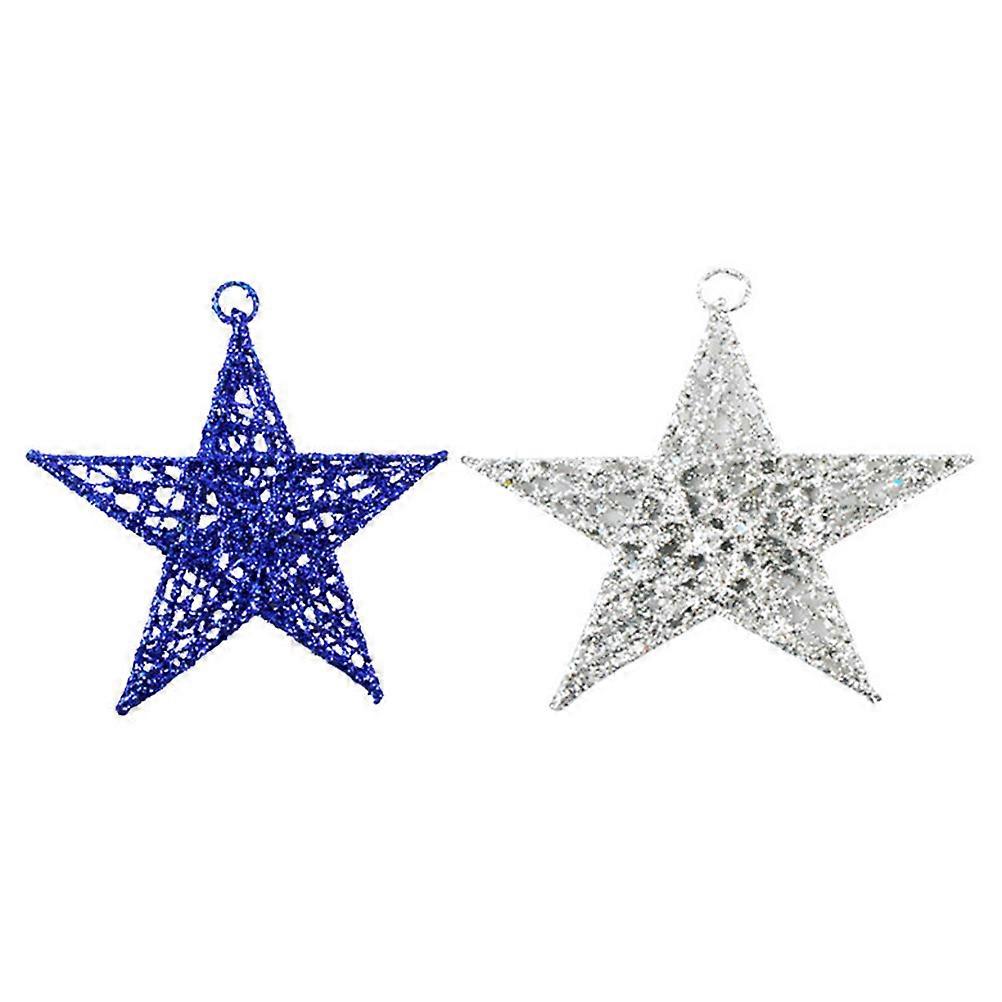 Star Tree Ornaments 2Pcs Crafted For Ceiling Hanging Assorted Color 15X15X2 Cm Perfect For Home Gifting