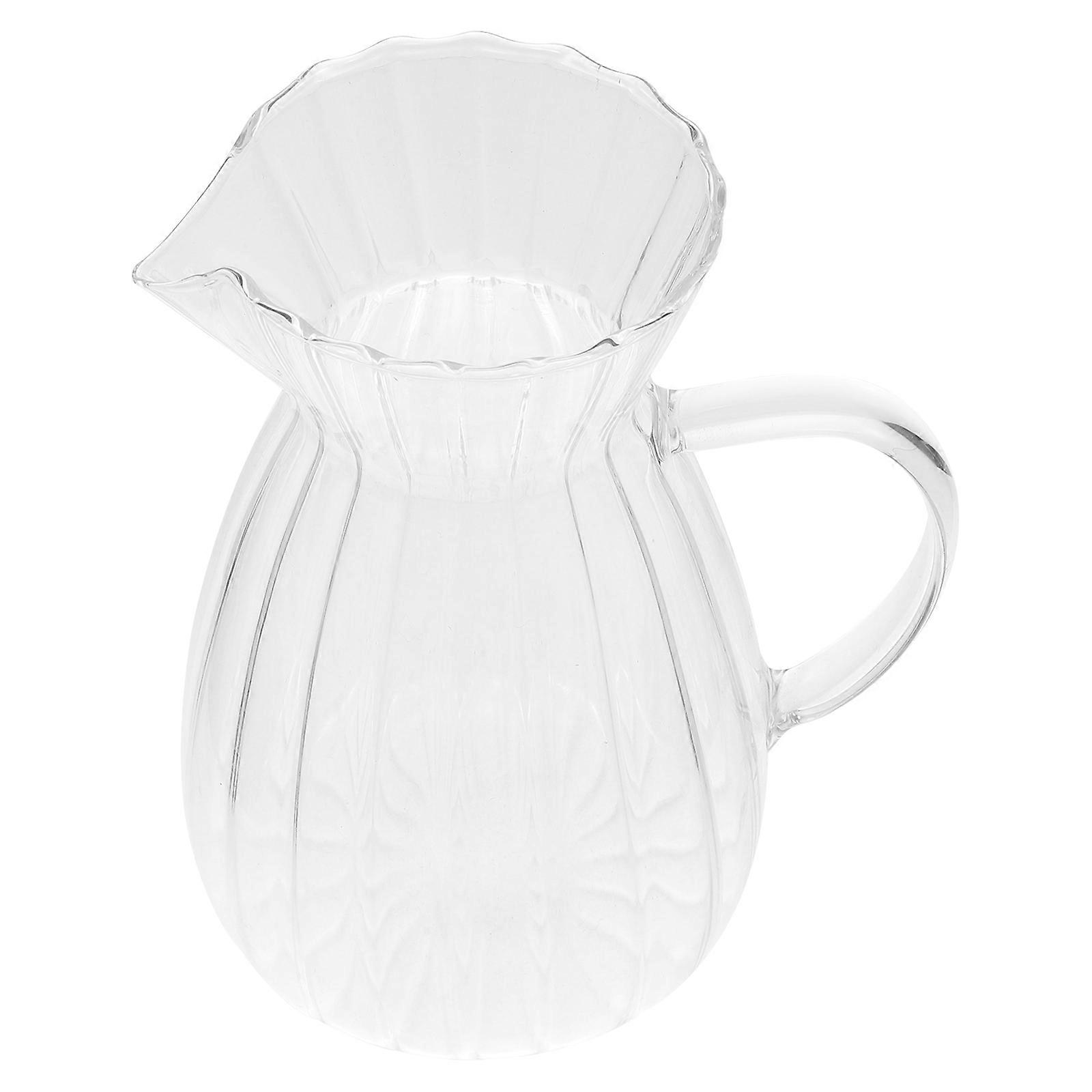 Striped Glass Coffee Pitcher For Home Users Featuring Retro Design 500ml Stable 1Pack