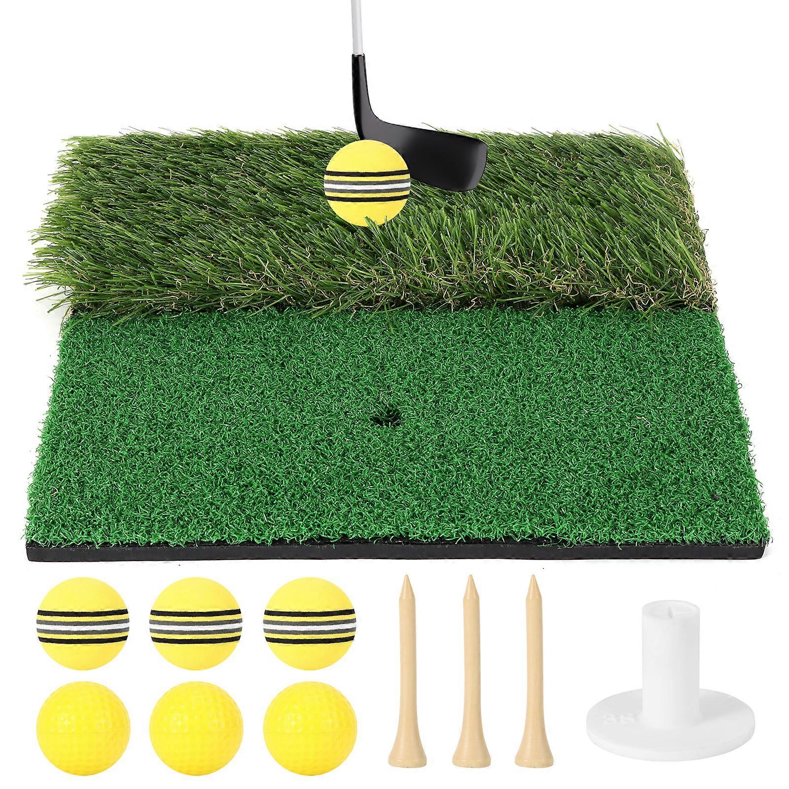 Golf Hitting Practice Mat Set (30*30 Dual-Color)