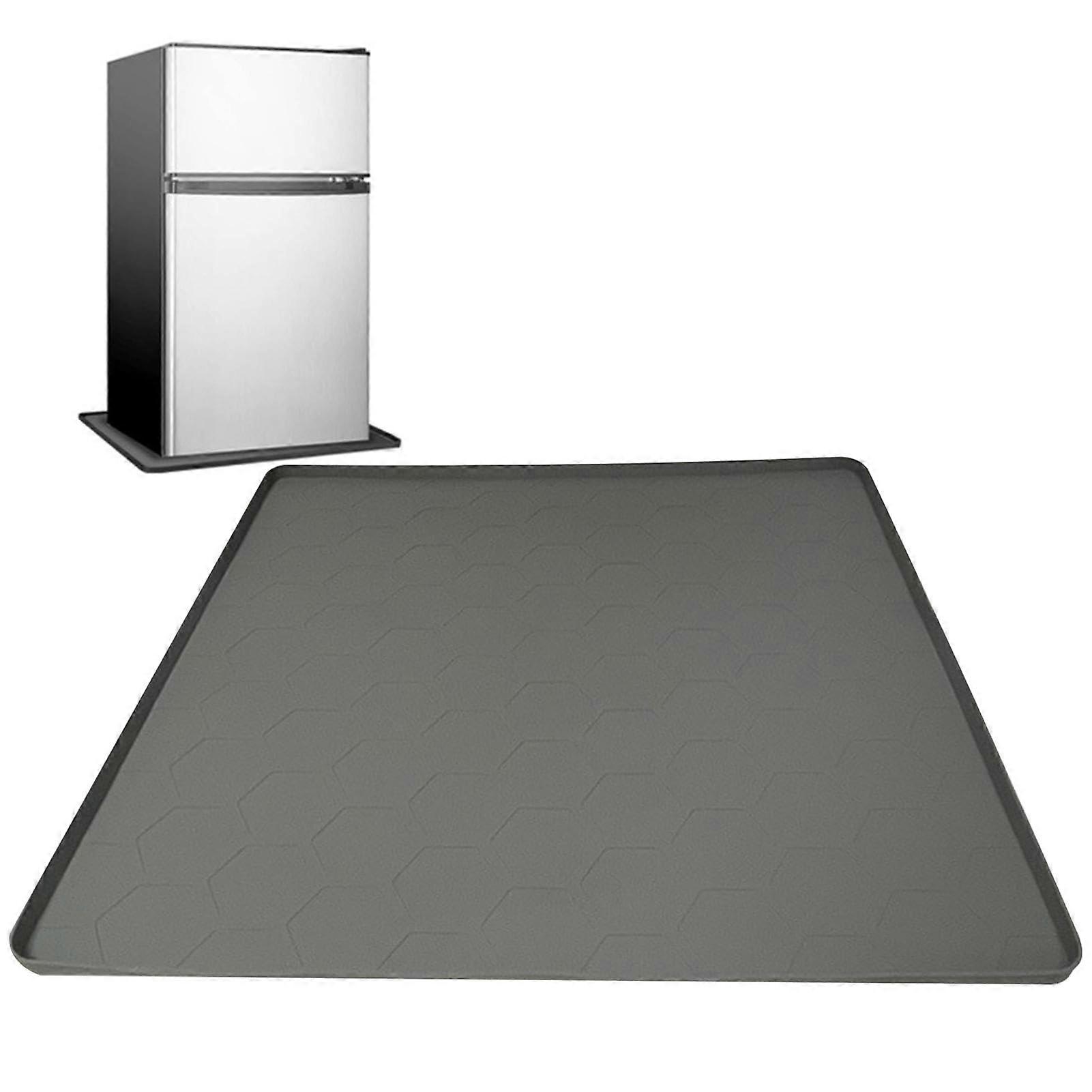 Miini Refrigerator Silicone Mat, Non-Slip Liner with Raised Edge, 23.6 x 23.6 Inch Gray Floor Protector for Refrigerators
