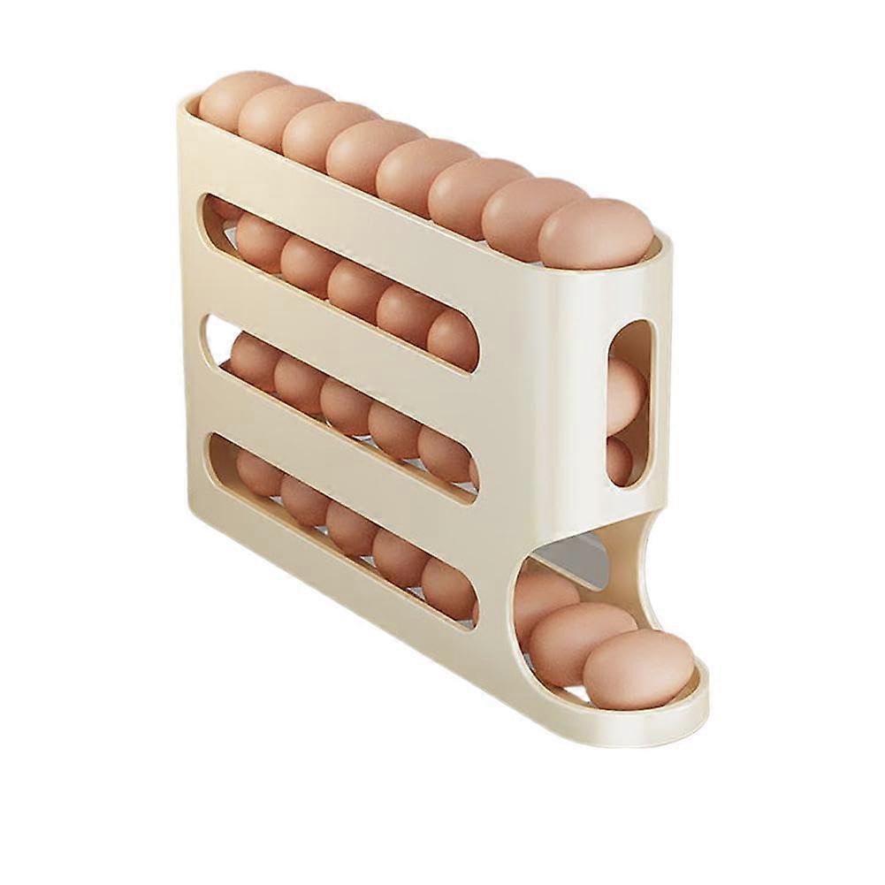 4 Tier Egg Holder for Refrigerator  Automatic Scroll, Large Capacity, Yellow