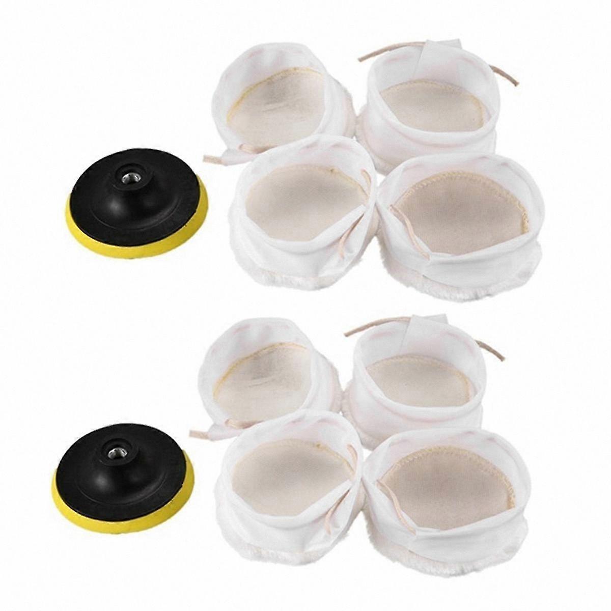 10-Pack Soft Wool Buffing Bonnets, 4 Inch White Polishing Pads with Buffer Kit