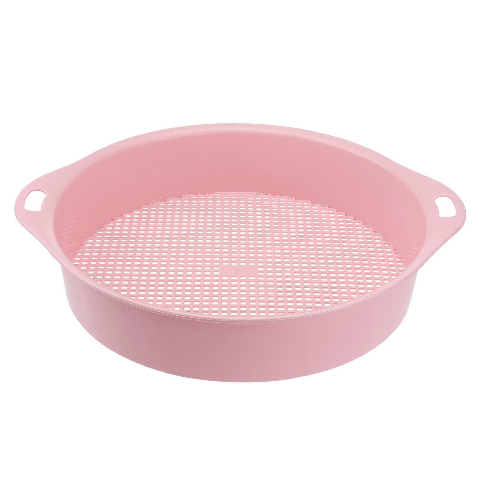 Plastic Garden Sieve Riddle Green for Soil Stone Mesh Gardening Tool with Handle (Pink)