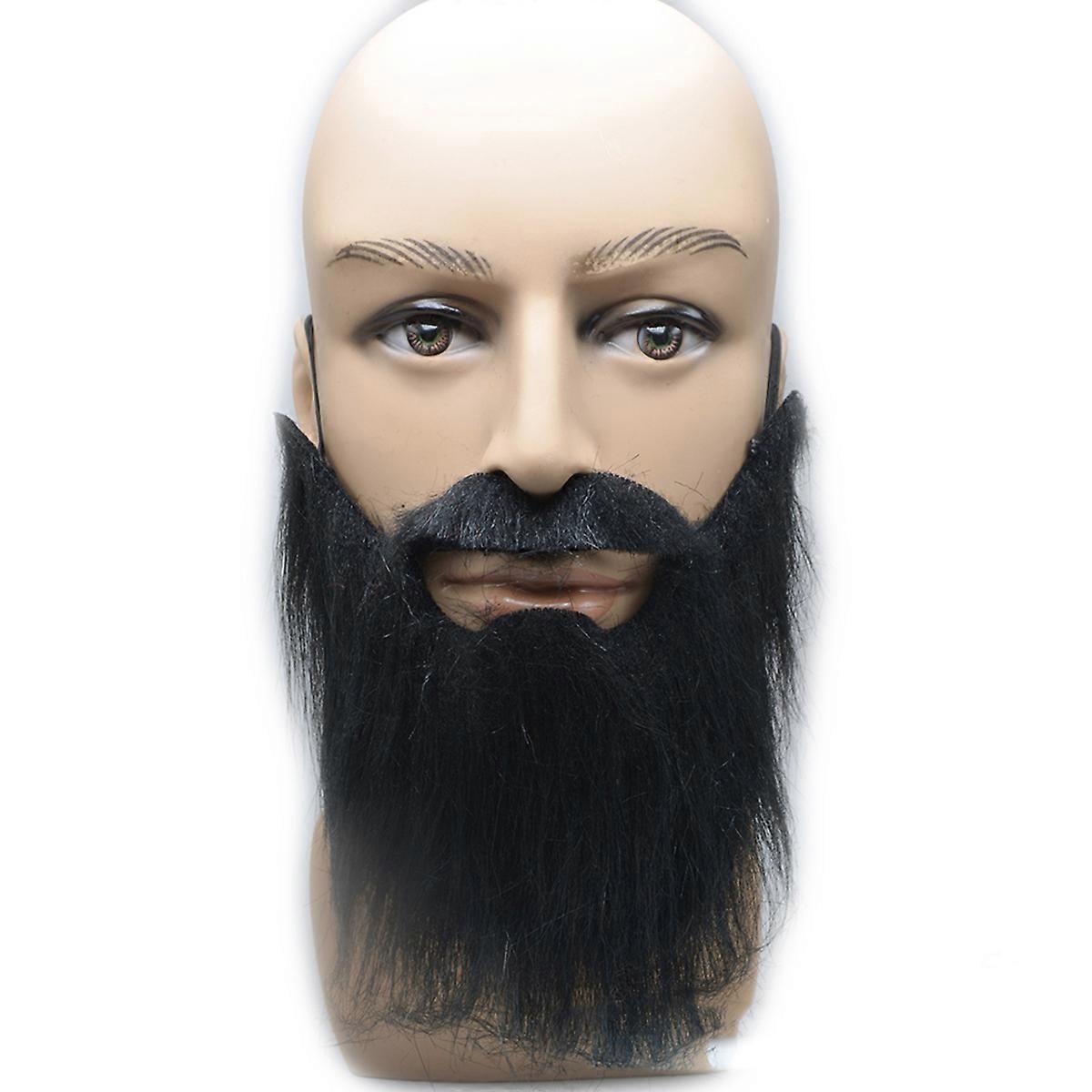 Black Plush Self Adhesive Mustache and Beard for Men Cosplay Stage Performance Halloween Parties One Size Fits Most