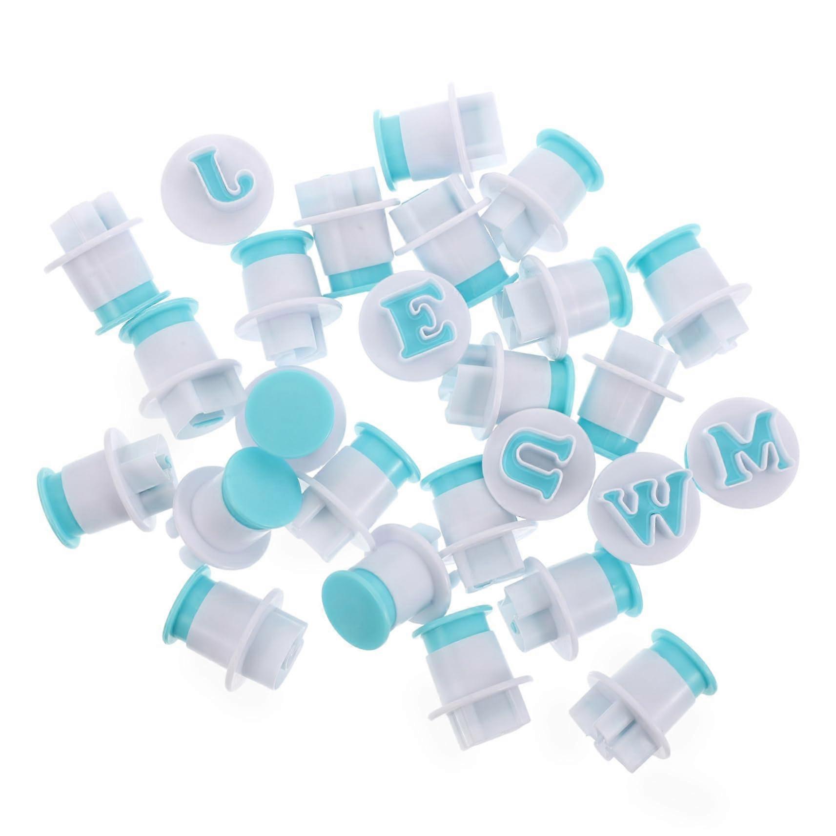 26 Pieces Plastic Portable Biscuit Molds Candy Molds Plastic Dessert Tools Sky Blue Party Cookie Press