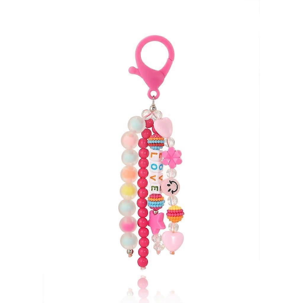 Keychain With Colorful Beads For Kids And Students, School Bag Keychain, Smiling Face Design, Love Letter A