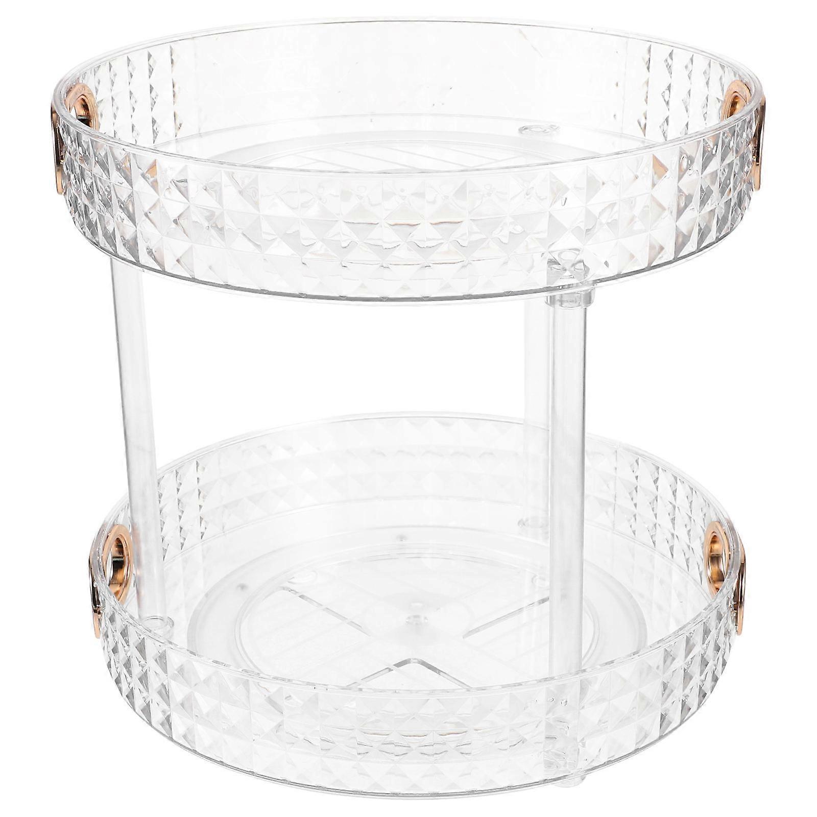 Cosmetic Rotating Organizer For Dressing Table Double Layer Vanity Accessories 27.50X27.50X26.00Cm Organizing 1Pcs