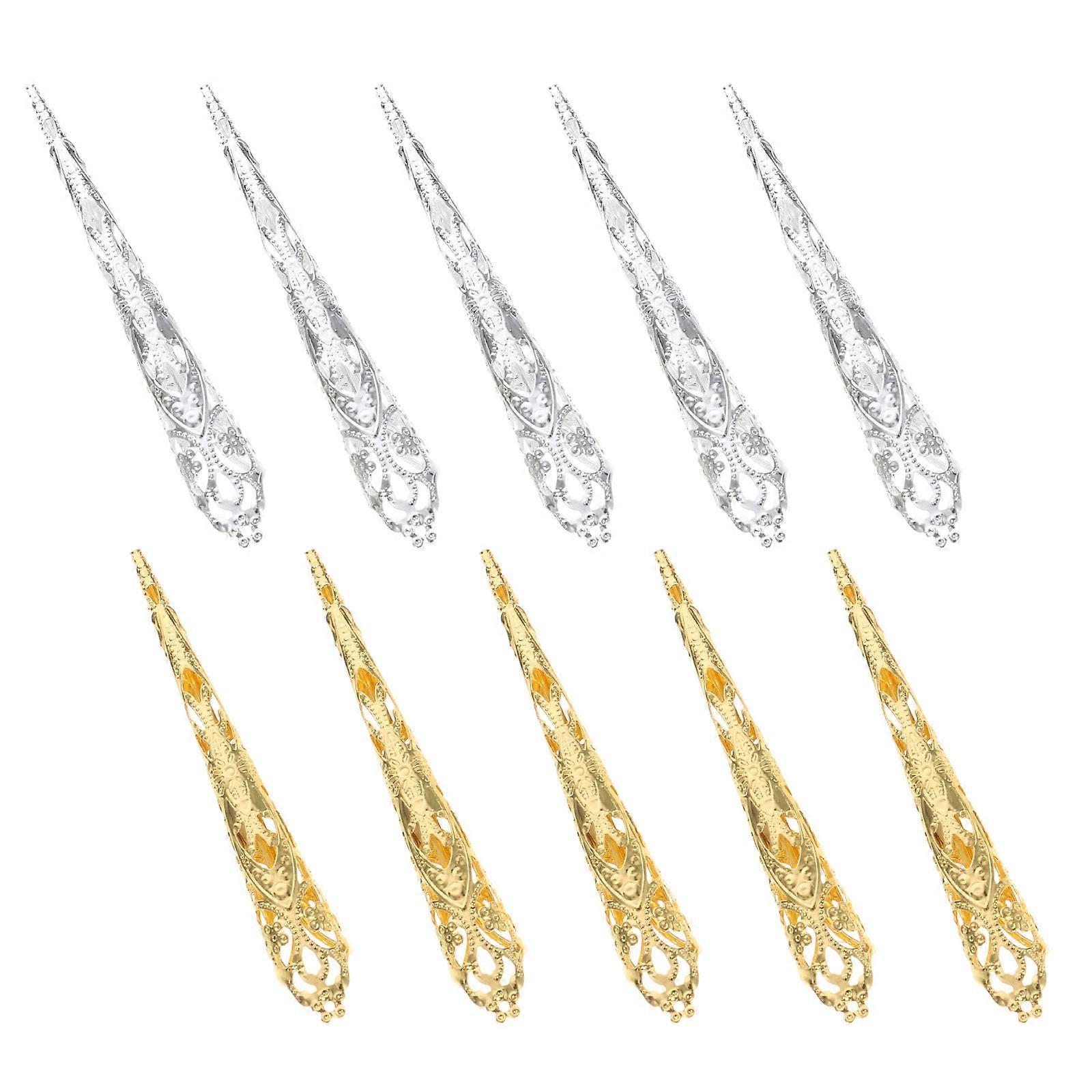 Nail Claw Rings 10Pcs Hollow Out Fingertip Accessories for Women Assorted Color Suitable for Belly Dance Cosplay