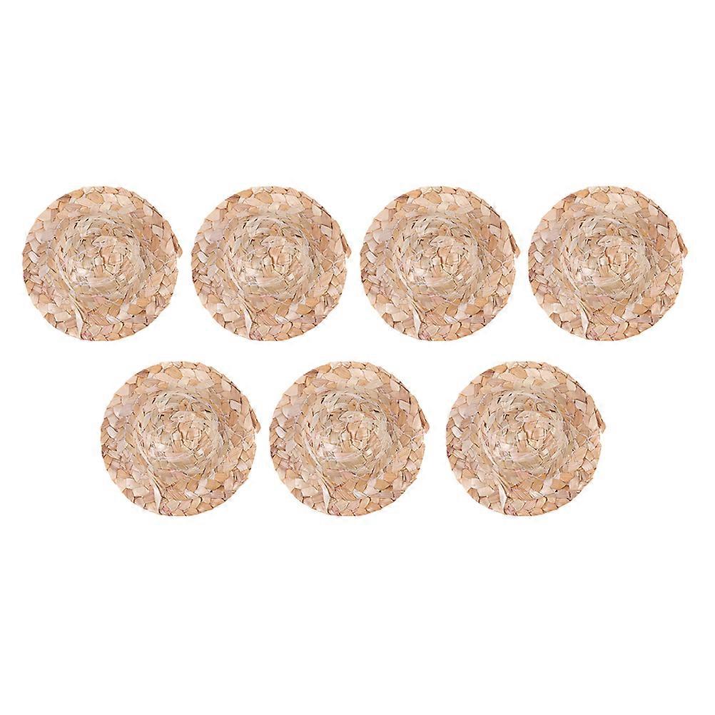 Kézzel készített mini szalmakalap barkácsoláshoz csokoládé színű 10db 11,3cm