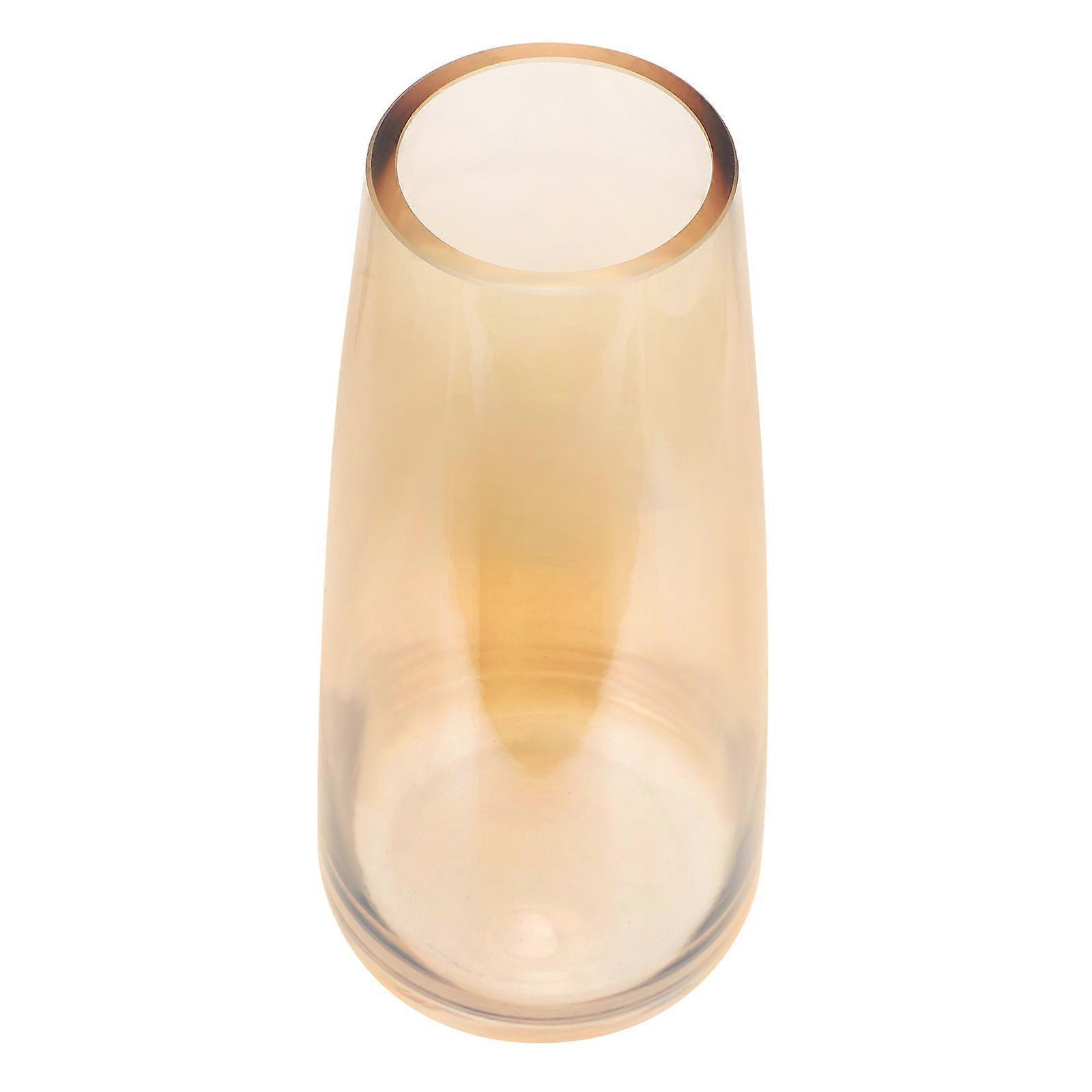 Decorative Glass Vase Flower Arrangement Container Suitable For Home Decoration Elegant Orange Color With Smooth Round Mouth 1Pcs
