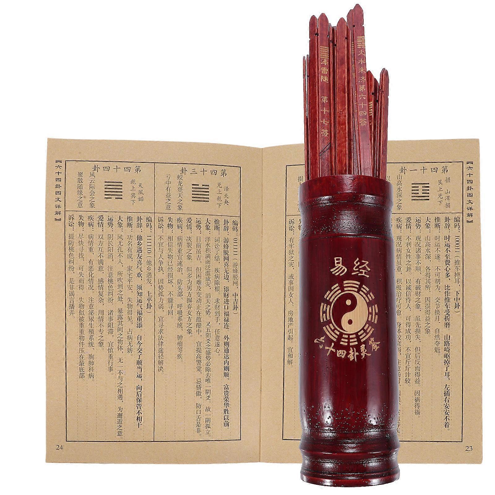 1 Set of Fortune Telling Sticks with Bucket and Book for Divination Games