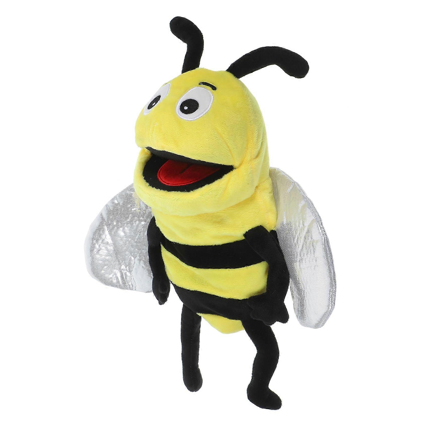 Plush Bee Hand Puppet - Interactive Cartoon Animal, Soft Toy for Adults, Builds Motor Skills and Creativity for Stories