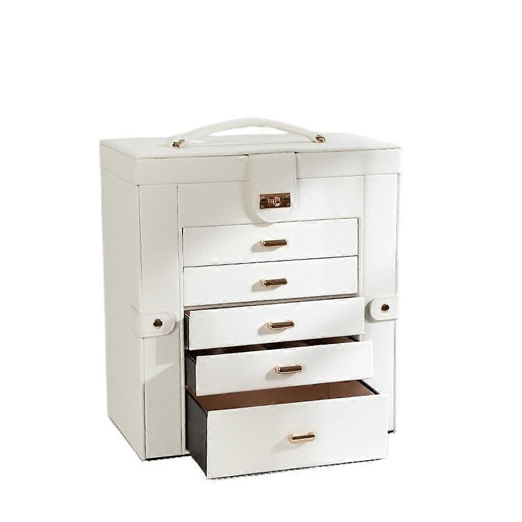 Multifunctional Leather Jewelry Storage Box Model B Large Capacity Multi-Layer Drawer With Handle