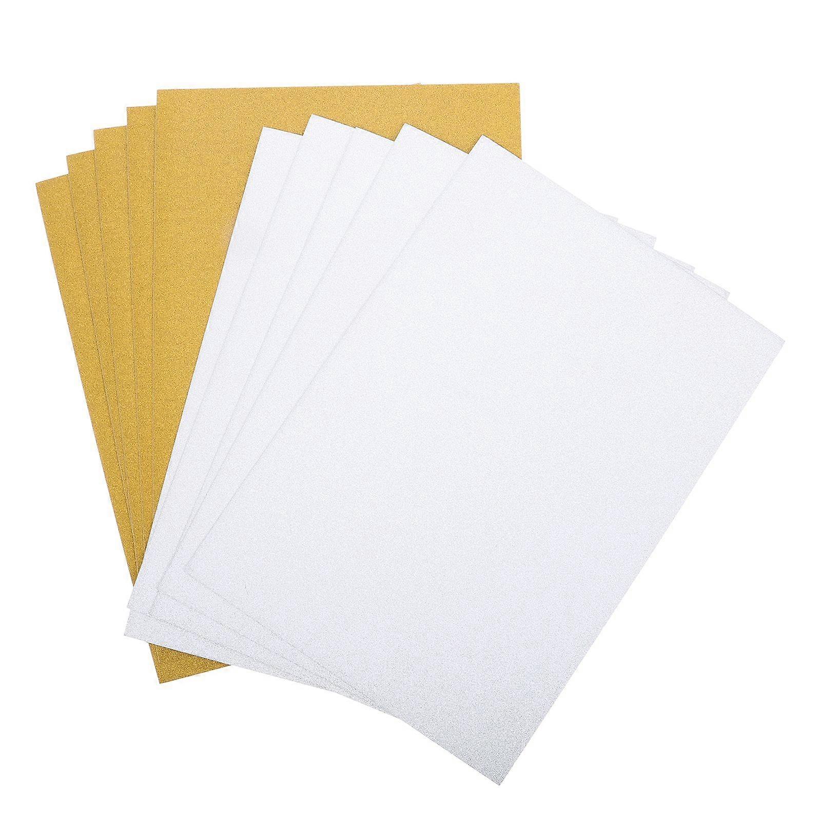10pcs A4 Sheets Glitter Cardstock Making Diy Material Sparkling Craftwork Scrapbooking (Gold & Silver)