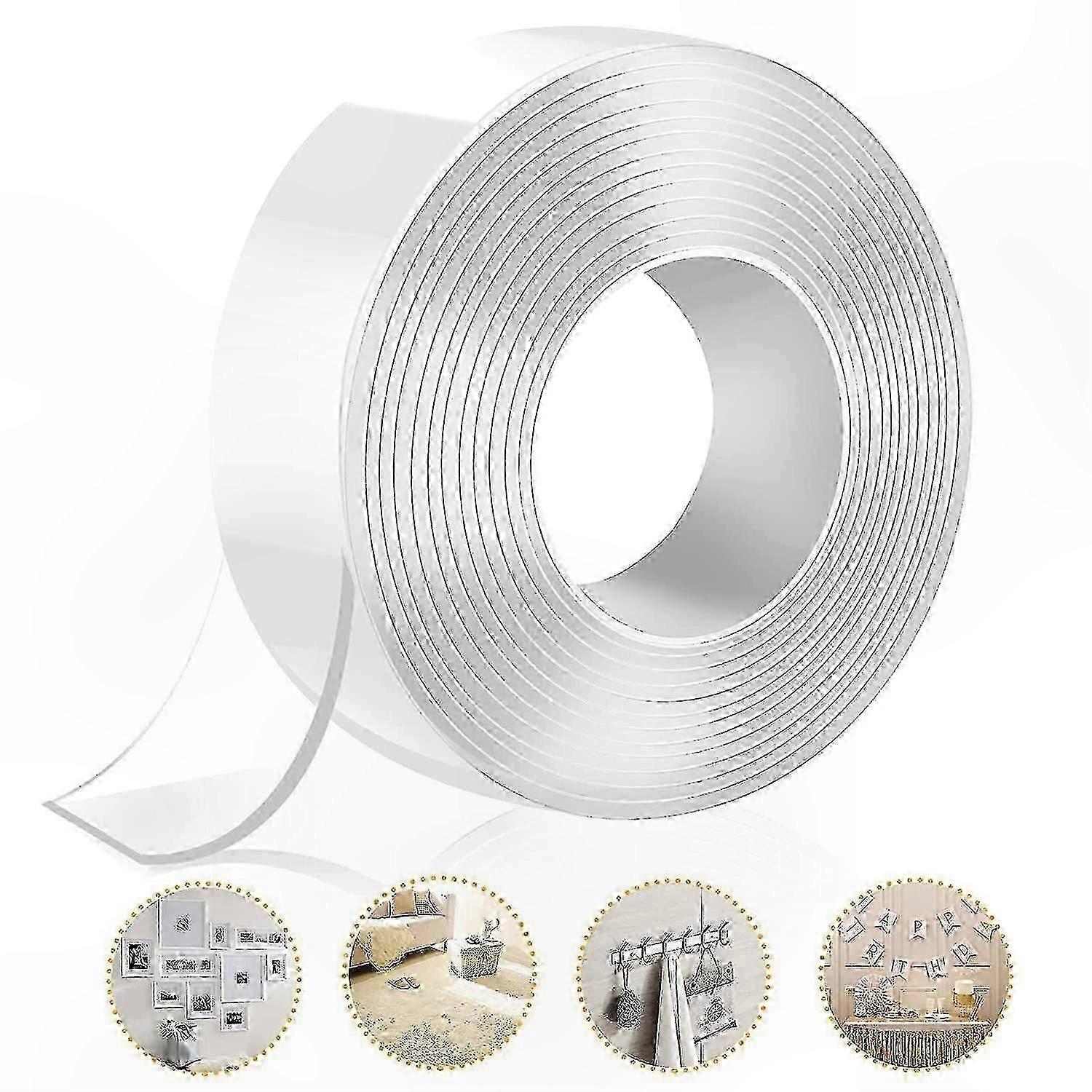 Clear Non-Marking Double Sided Tape for Carpet, Washable and Reusable