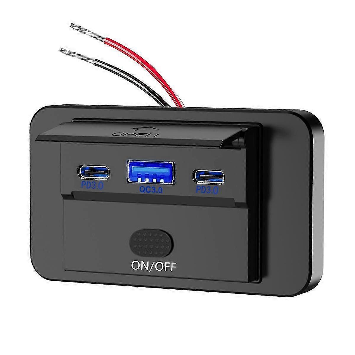 with Switch Fast Charging USB Power Panel for Car Truck RV Blue