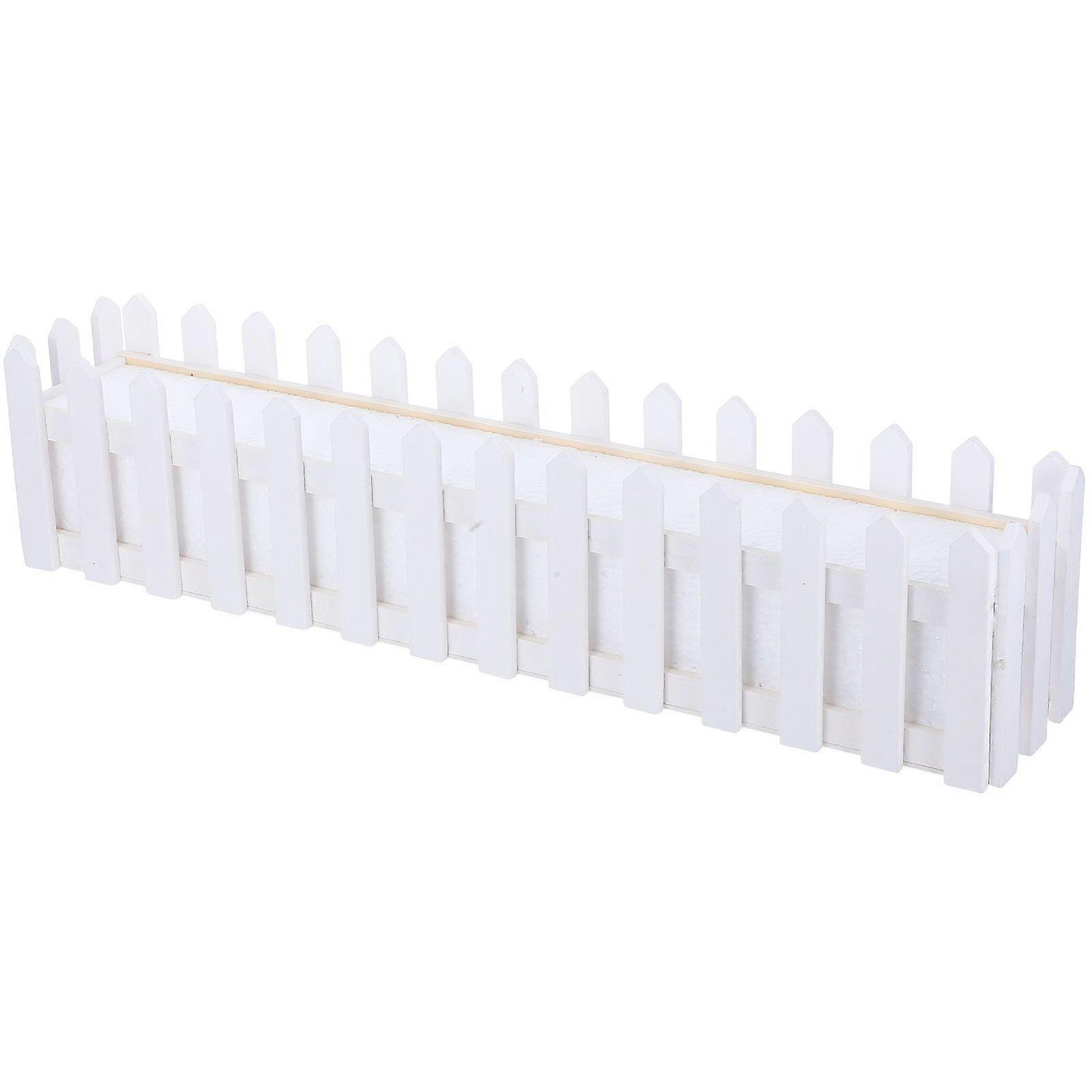 Picket Fence Planter Wooden Picket Fence Flower Pot Rectangle Window Box Plant Container with Foam Insert for Artificial Flowers Plants