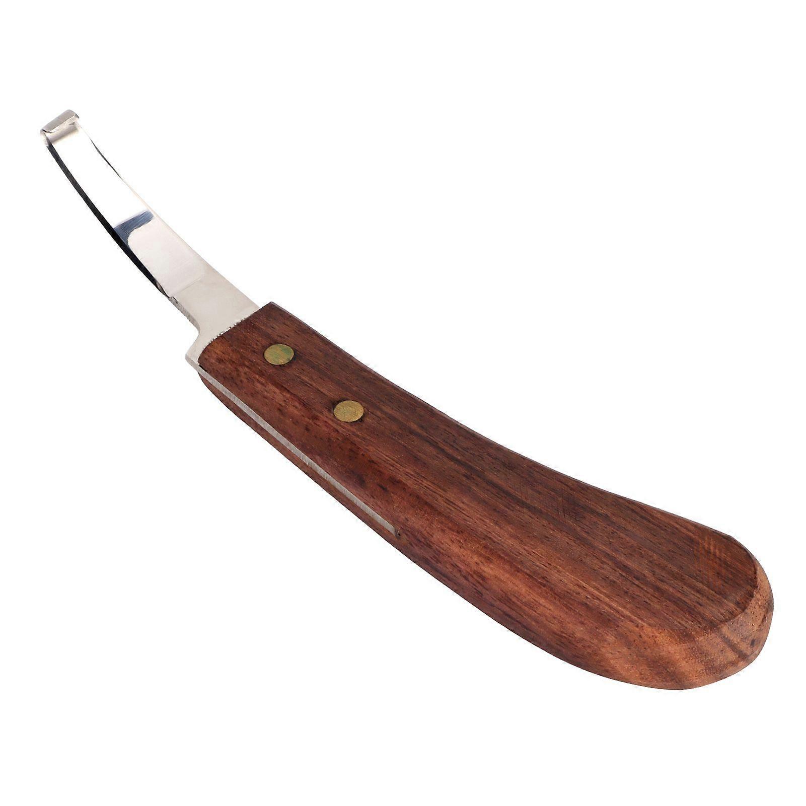 Steel Hoof Knife with Wooden Handle, Pointed Hoof Trimming Tool for Cattle Farm, Right Hand