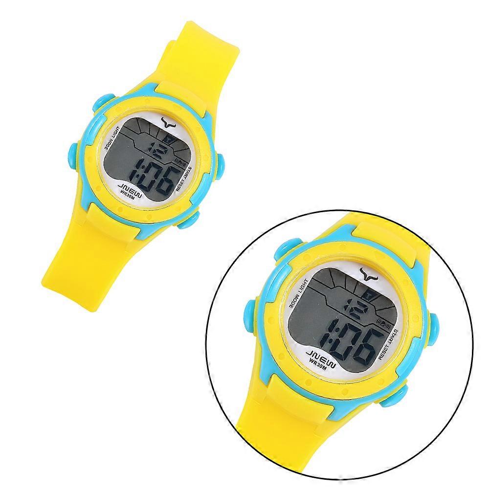 Digital Watch for Kids with Precise Quartz Movement and PU Stainless Steel Band Yellow