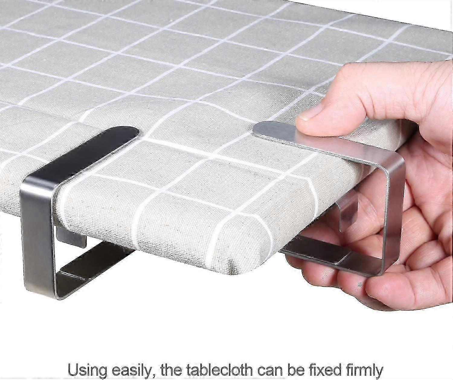مجموعة من 6 مقاطع مفرش المائدة ، الفولاذ المقاوم للصدأ مفرش المائدة كليب مفرش المائدة حامل الجدول المضادة للانزلاق المشبك للمنزل حفل زفاف نزهة مطعم