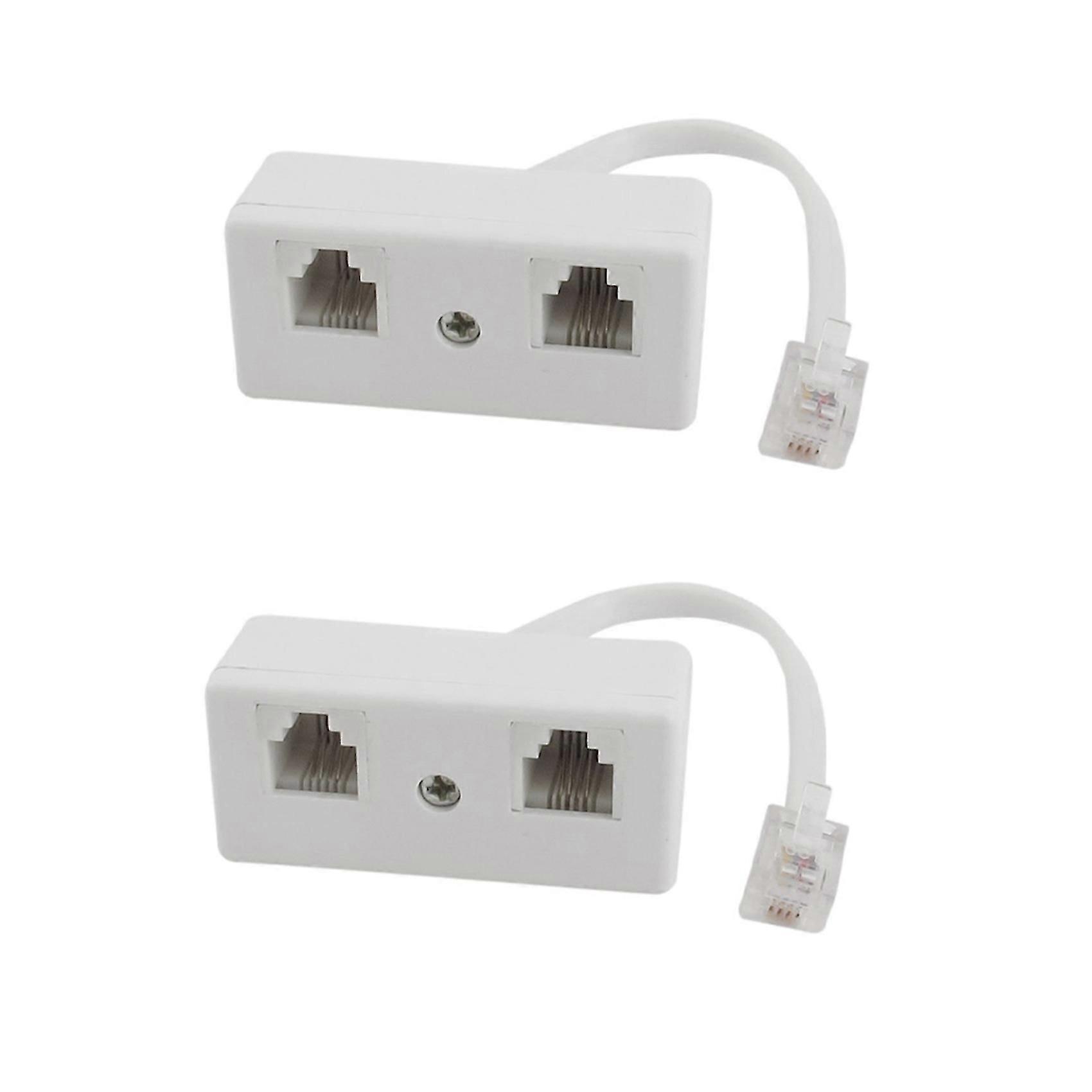 2X 6P4C RJ11 Male to Dual Female Telephone Line Splitter Connector Adapter!ZZ17