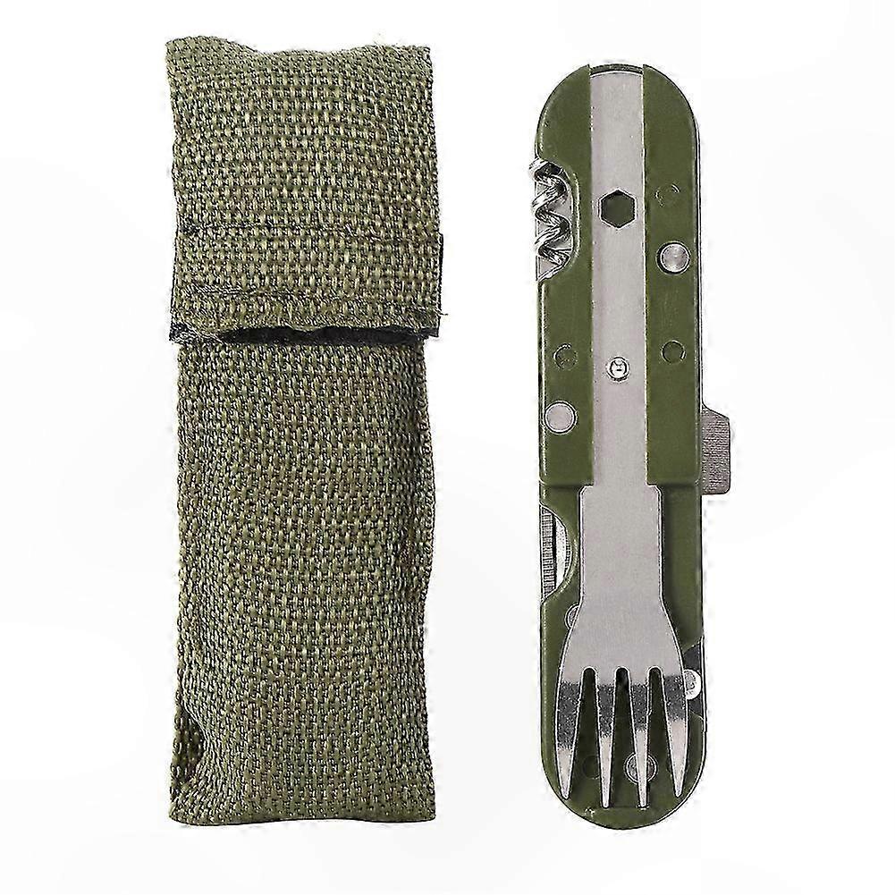 5-in-1 Portable Tableware Set with Fork Knife Spoon and Bottle Opener for Outdoor Use Picnic Camping Utility Tool