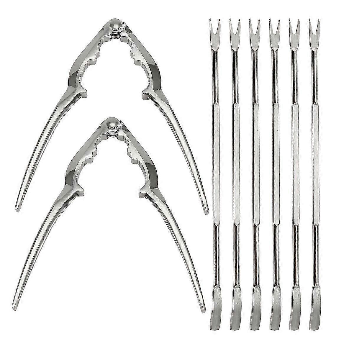 8 Piece Seafood Tool Kit: Stainless Steel Crab Leg Cracker and Forks Set for Shellfish