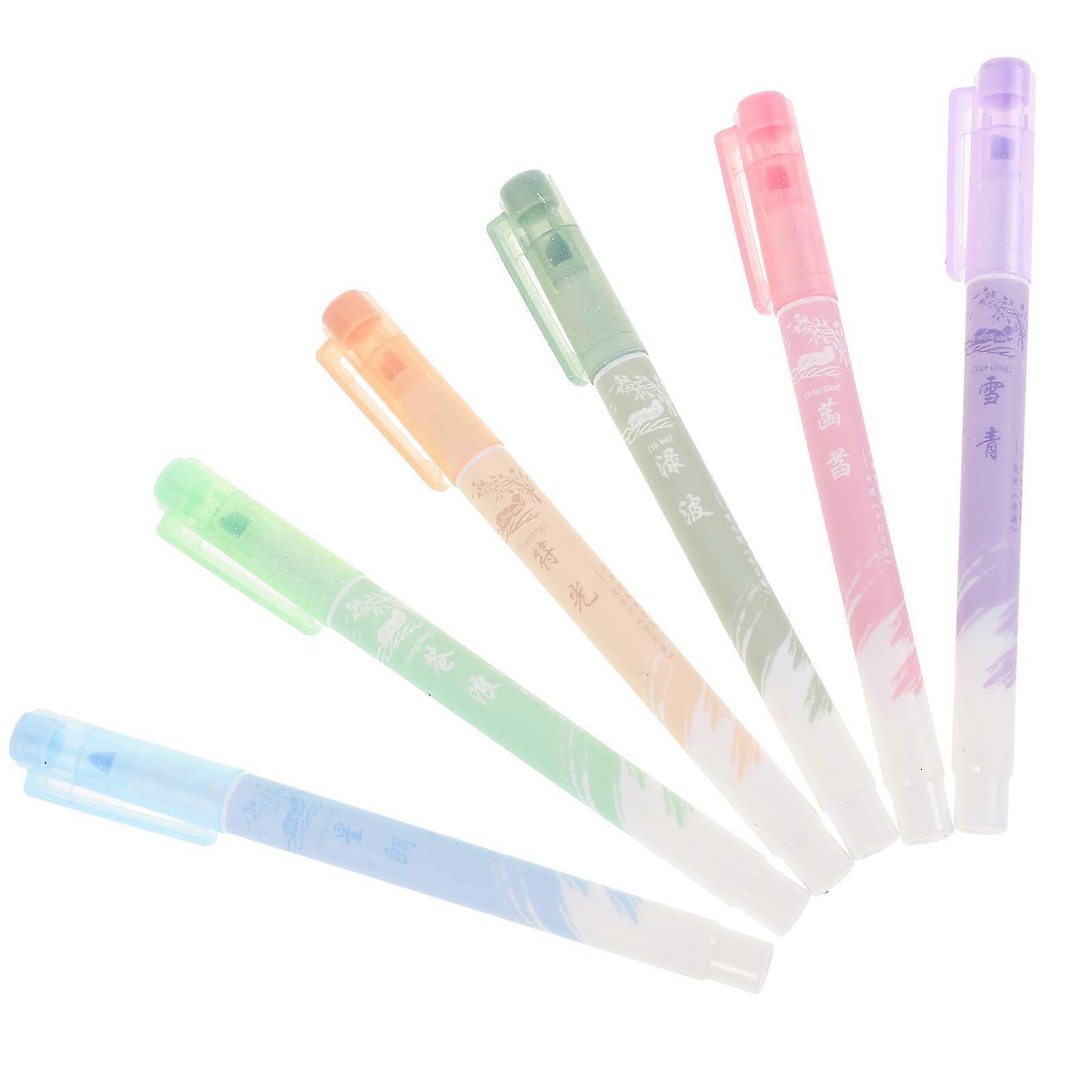 Highlighter Pens Colored Markers Fine Tip Dual-tip Note Taking Drawing For Students College School Supplies 6Pcs