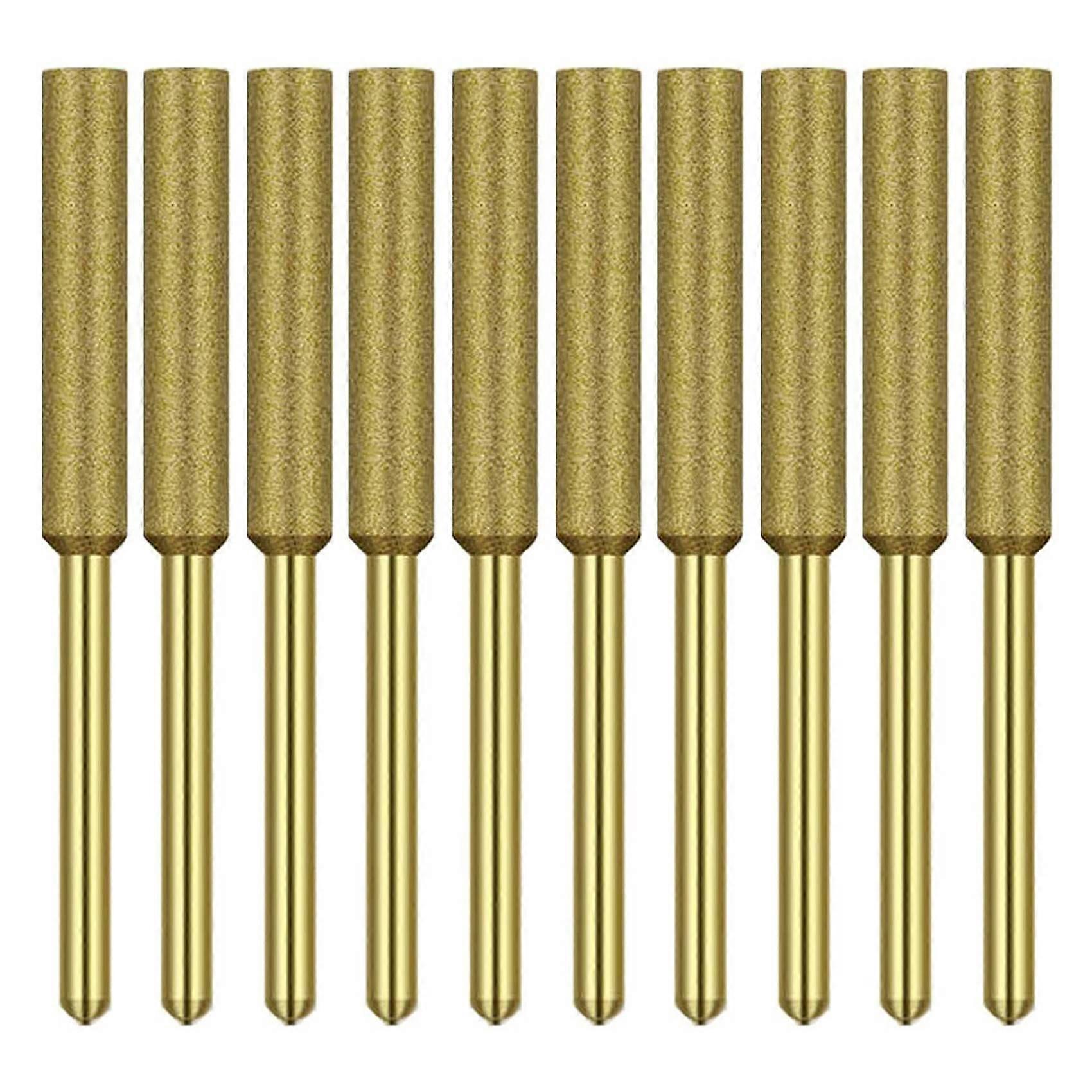 10 Pcs Electric Chainsaw Sharpener Stone Burr Grinding Stone File,Titanium Plated Diamond Sharpenin