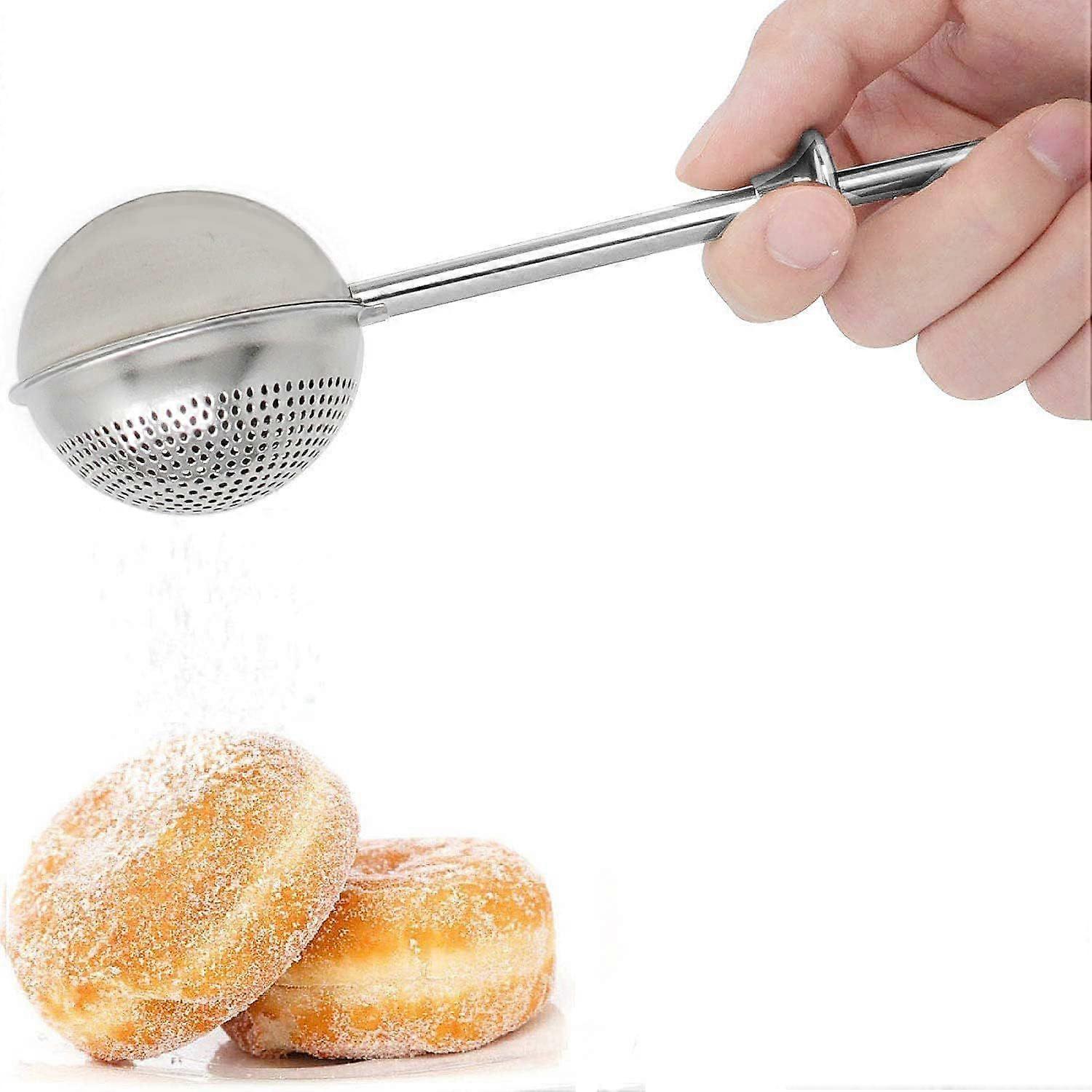 Flour Duster for Baking, One-Handed Operation, 304 Stainless Steel Powdered Sugar Shaker Duster, Pick Up and Dust Flour Sifter