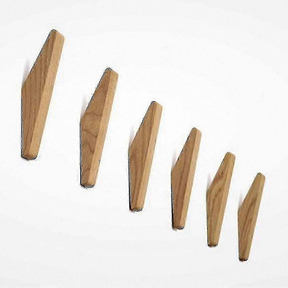 Set of 6 Vintage Wooden Hooks, 5 Kg Capacity, Multipurpose Wall Hooks for Coats, Hats, Robes, and Keys