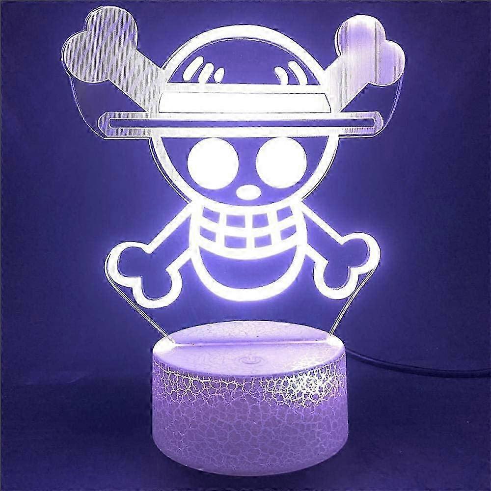 One Piece Luffy 3D Illusion Night Light Lamp Smart Touch, RGB Effect USB Cable Powered Creative 3D Japanese Anime Lamp