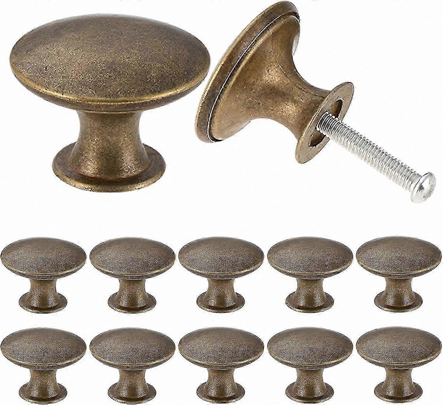 Set Of 12 Vintage Chic Antique Brass Cupboard Knobs 30mm