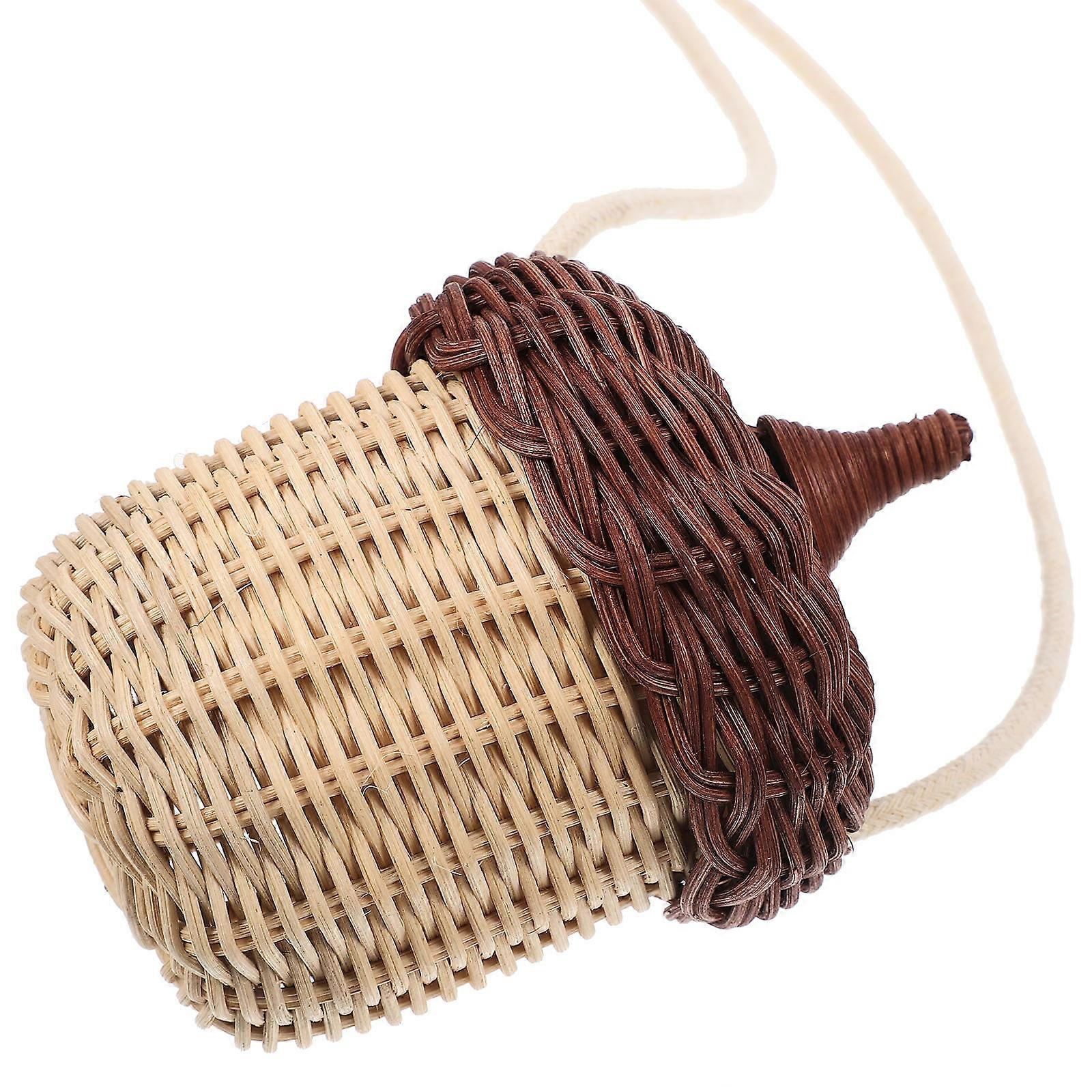 Kids Cross Body Bag with Rattan Design for Storage 8Pcs Mini Woven Baskets
