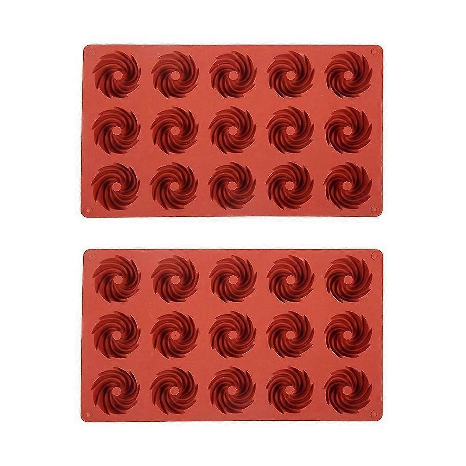 Mini Spiral Shaped 15 Cavity Silicone Cake Molds 2pcs