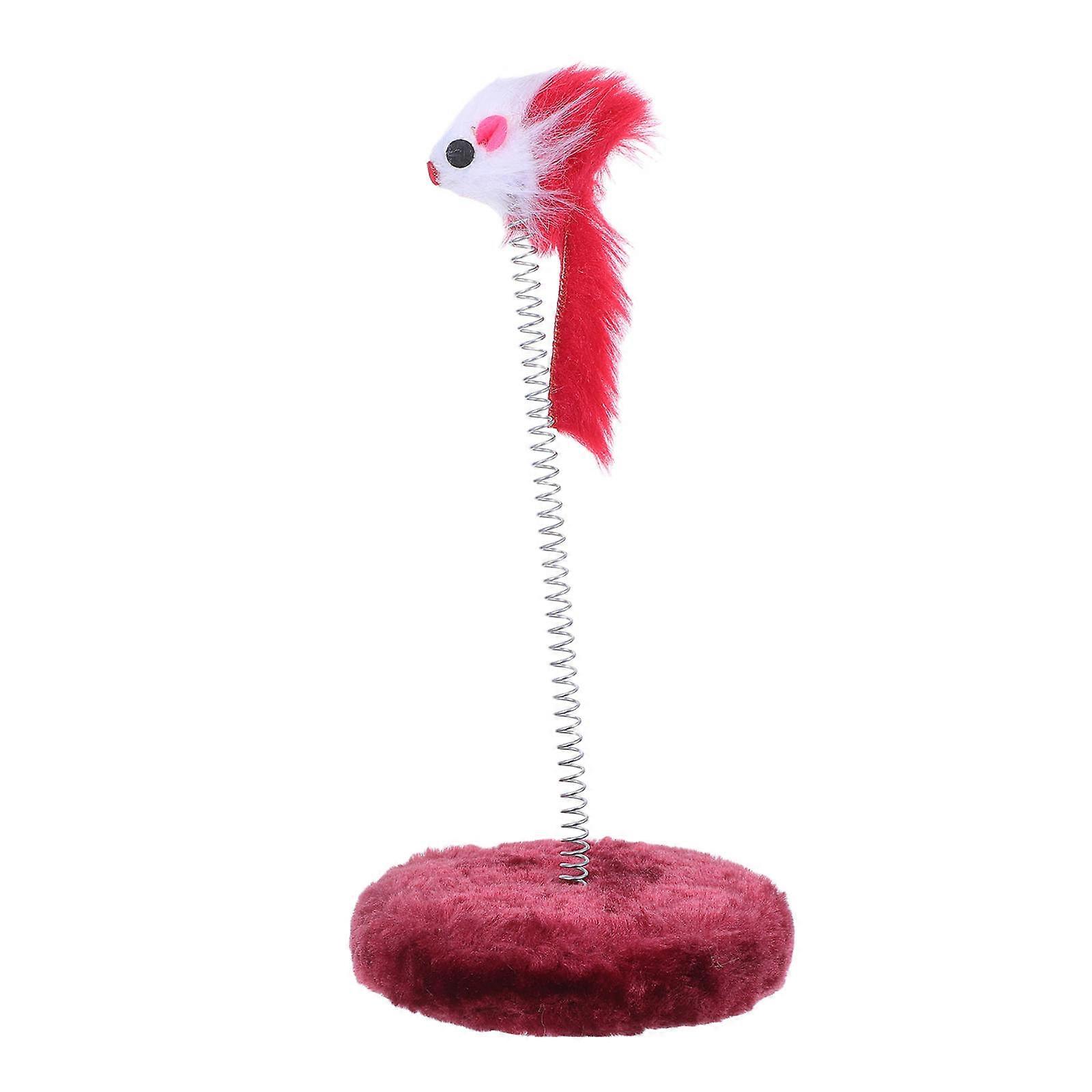 Red Plush Cat Mouse Teaser Toy for Active Play 3Pcs Indoor Entertainment