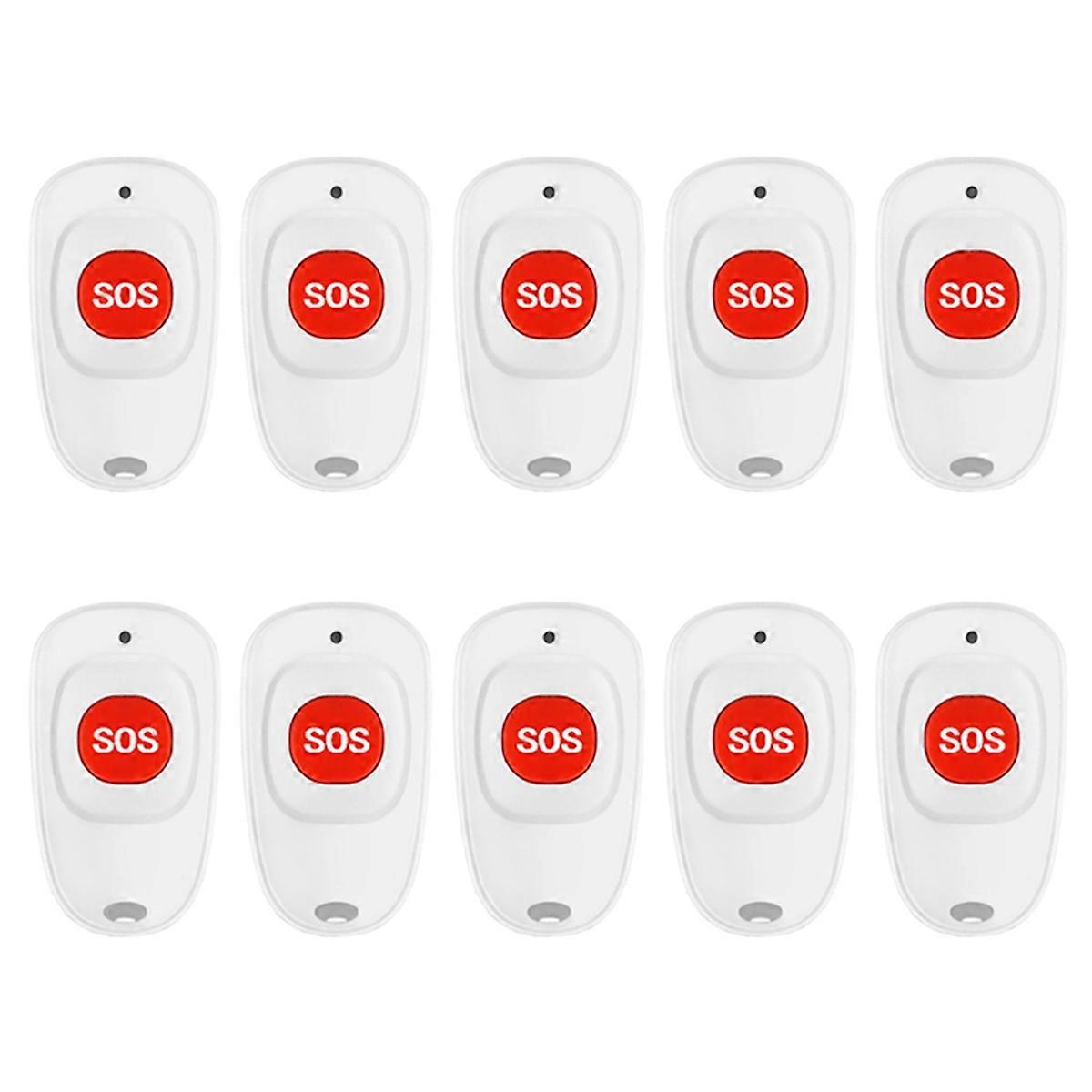 10pcs SOS Call Button Wireless Call Bell Pager Caregiver Panic Emergency Call Button Transmitter for Kids Elderly