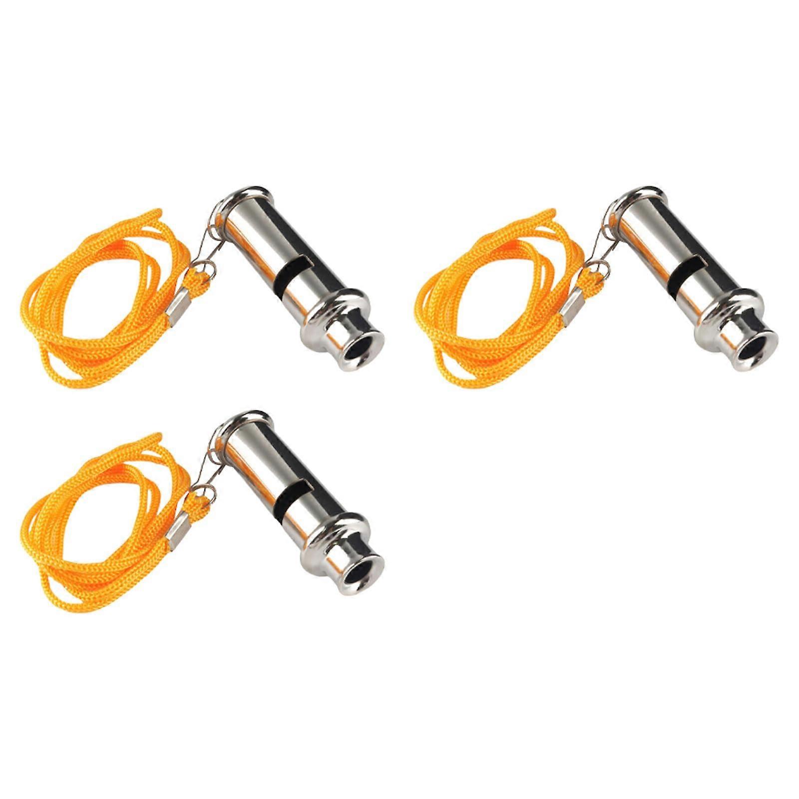 Referee Whistles 3Pack For Football And Basketball Training, Survival Lifesaving Emergency, With Lanyard, Multipurpose