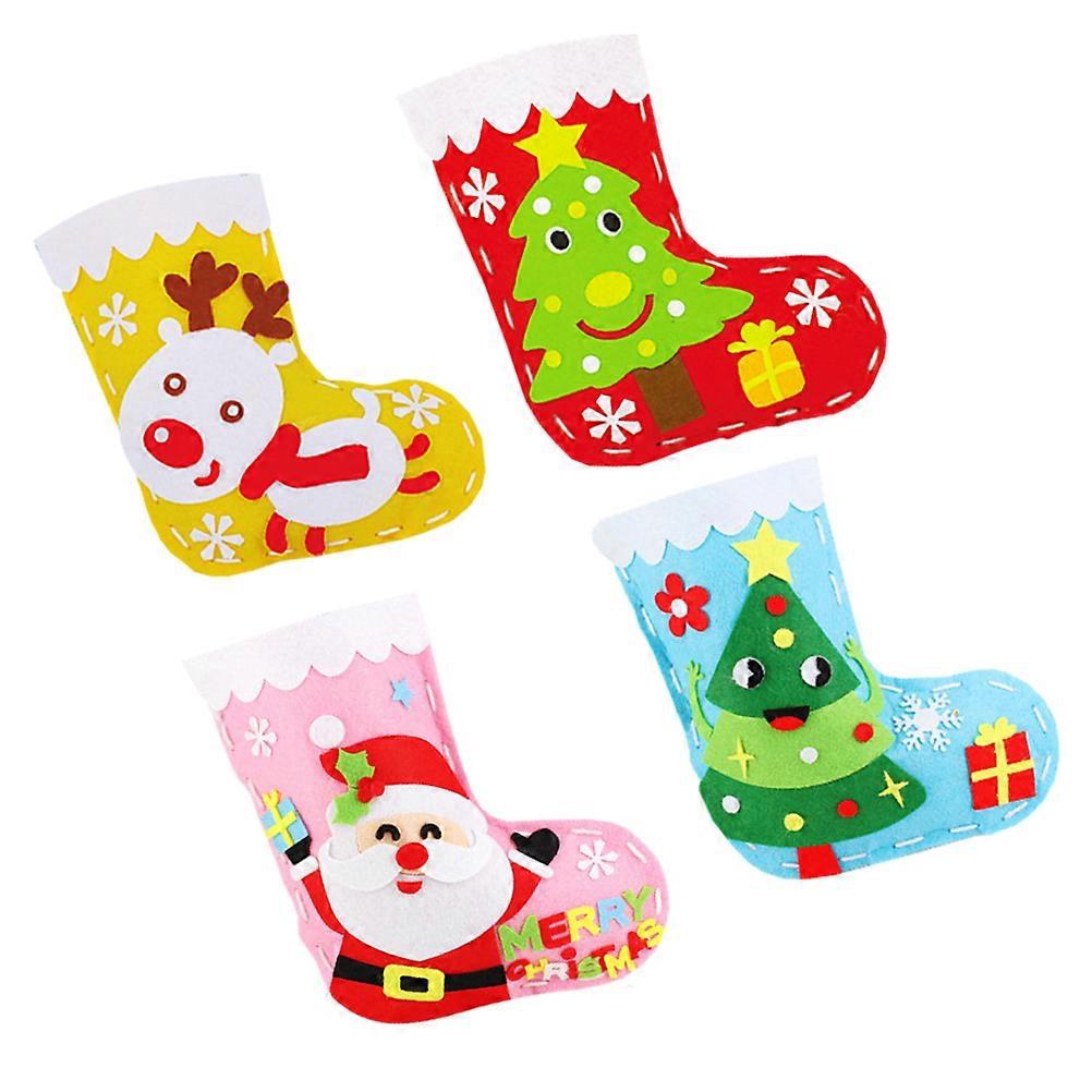 Xmas Embellishment Handmade Stocking for DIY with 8Pcs Set