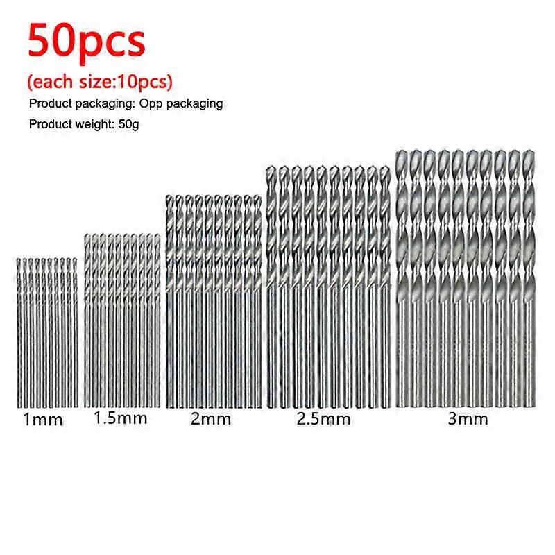 50pcs Titanium Plated Twist Drill Set 1-3mm Small Drill Bit Electric Drill Drill Tool DIY Woodwork Drill and Open Drill Bit