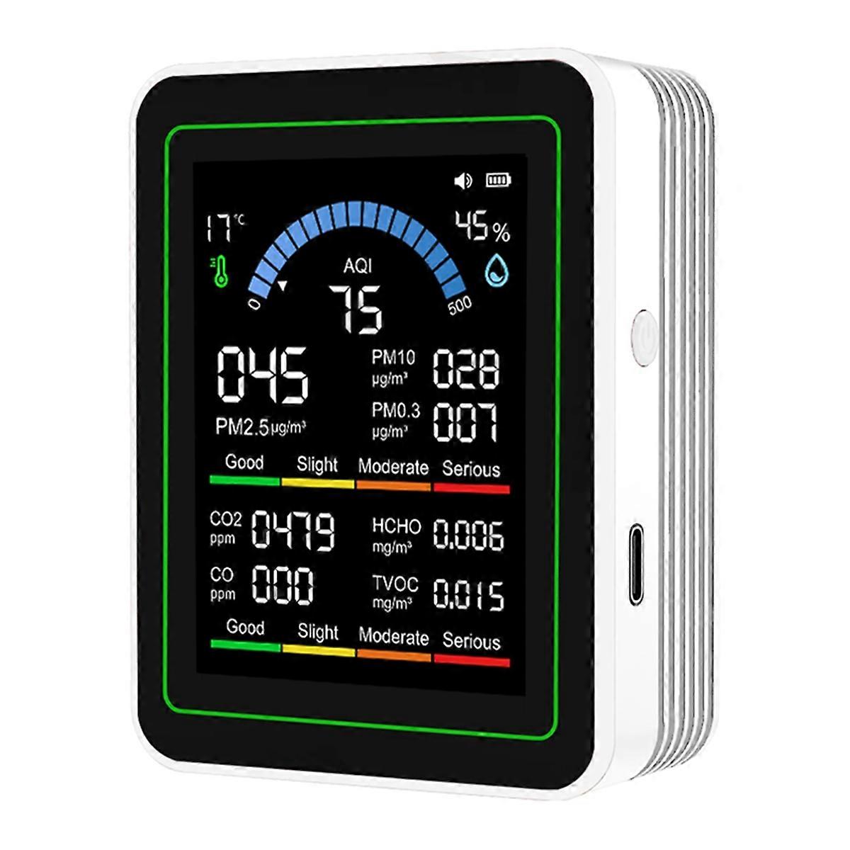 10-in-1 Air Quality Monitor Formaldehyde Temperature Humidity Tester Formaldehyde CO 2 Detector for