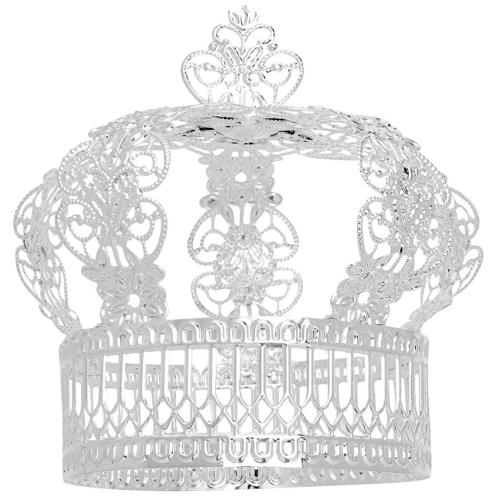 Cake Crown for Decoration 2Pcs Silver Metal Cake Topper for Birthday Cakes