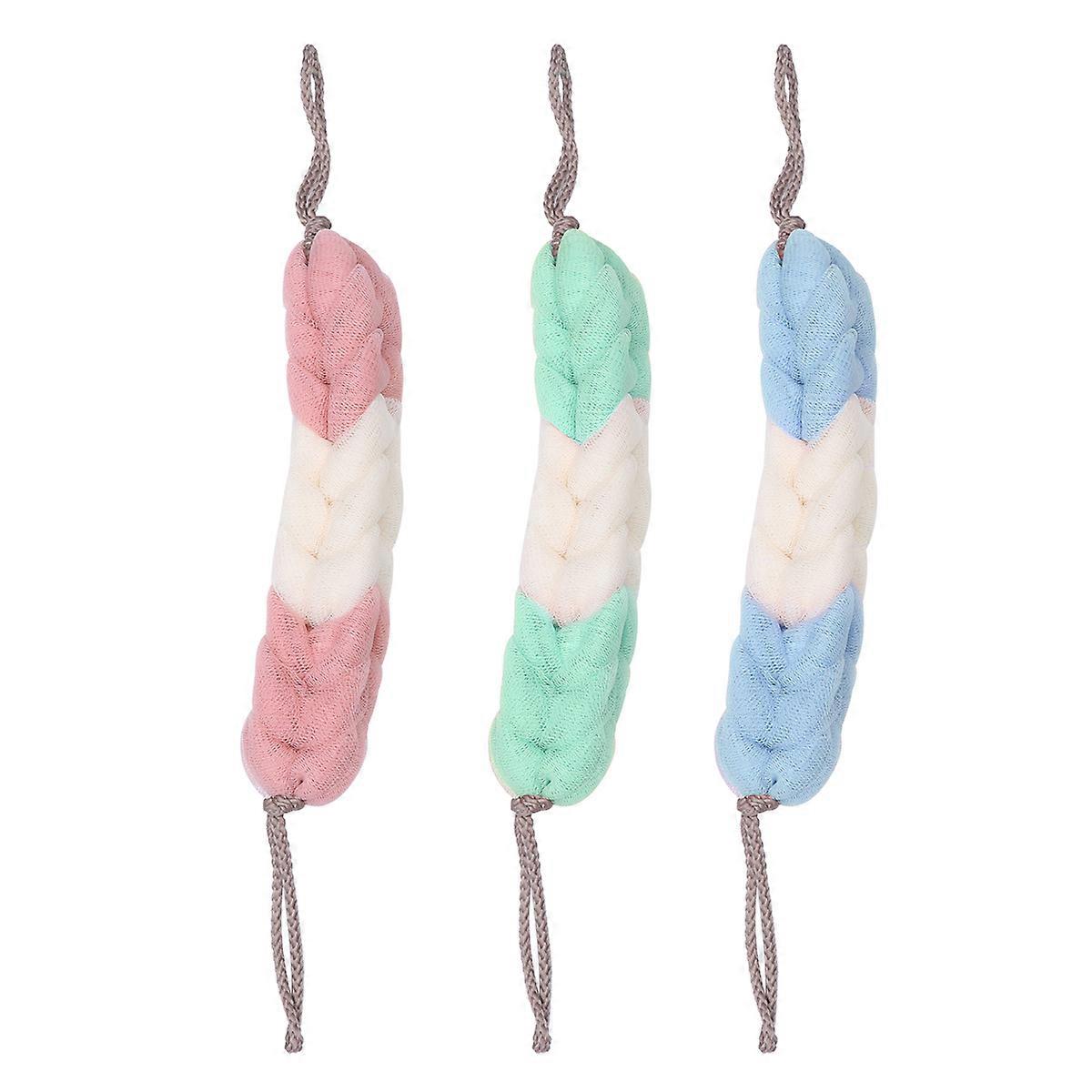 Body Exfoliator Sponge 3Pcs Long Bathing Strips Bathroom Supplies Random Color For Back Rub