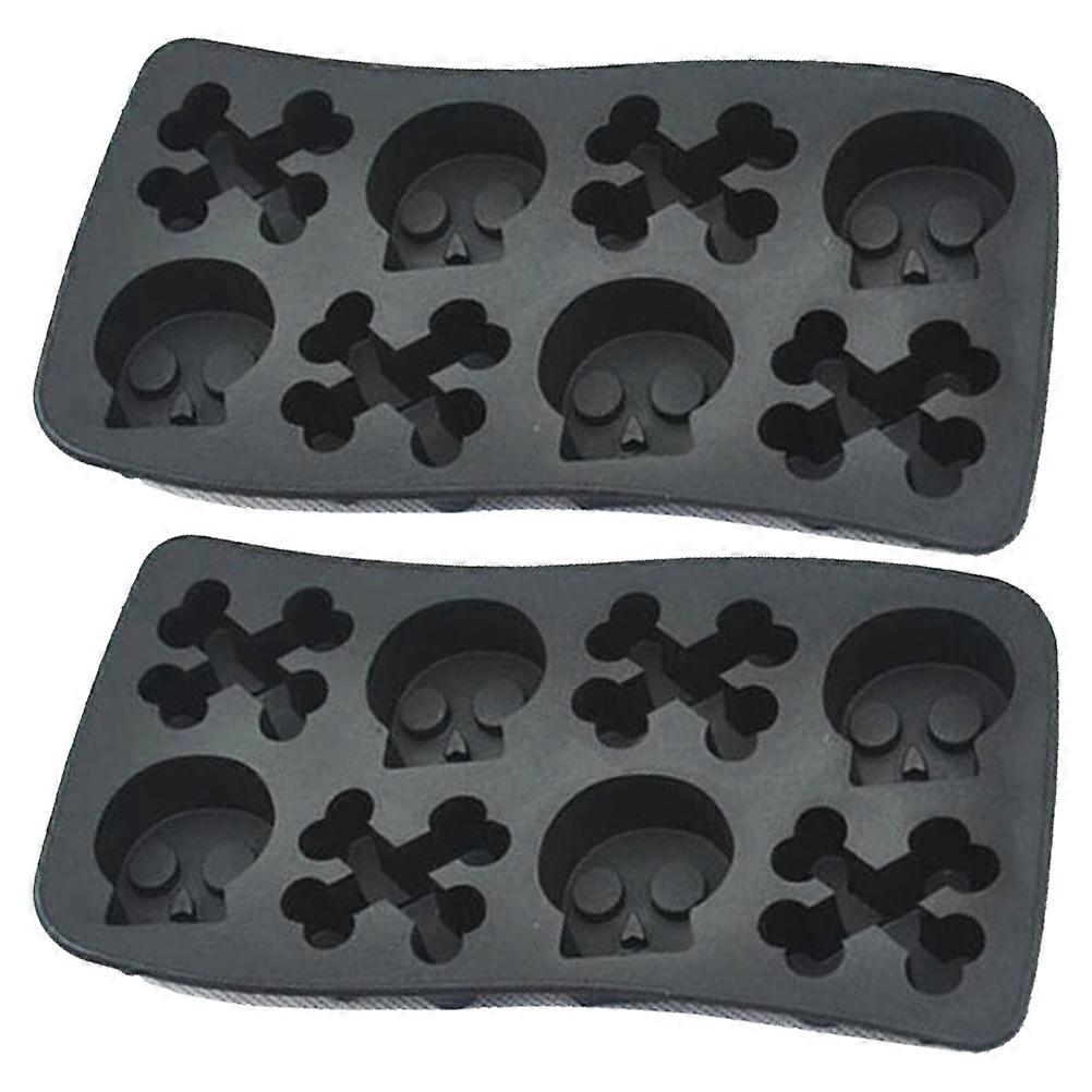 Black Skull Ice Cube Tray Halloween Tool for Ice Making 6Pcs