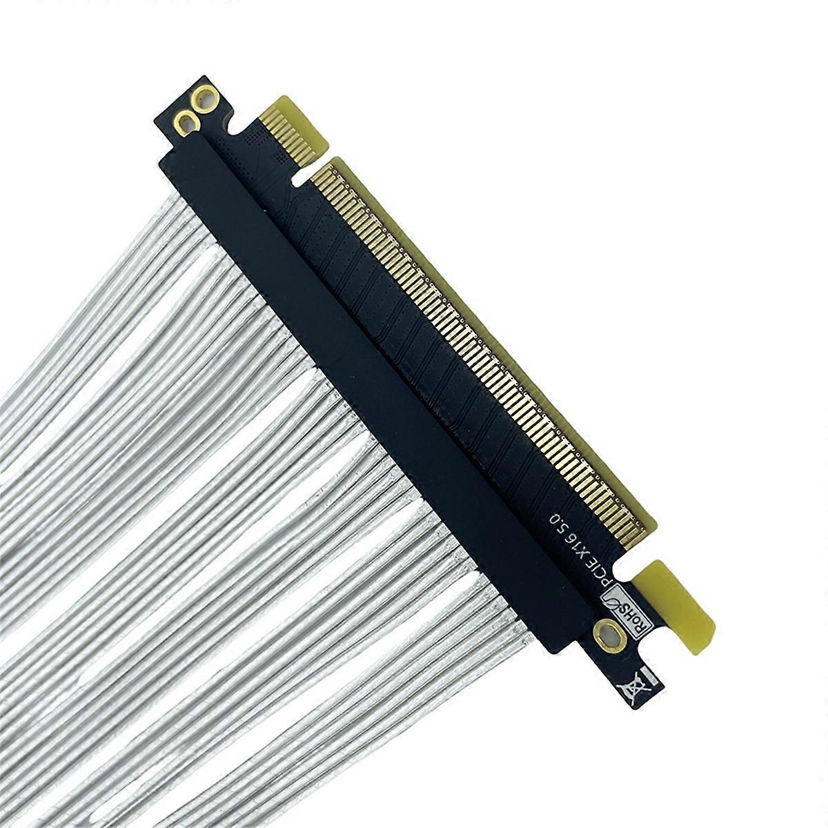 PCIe 5.0 X16 GPU Graphics Card Extension Cable PCI-E 5.0 Gen5 64GB/S Silver-Plated Cable 90Right Angle Riser Cable 10cm