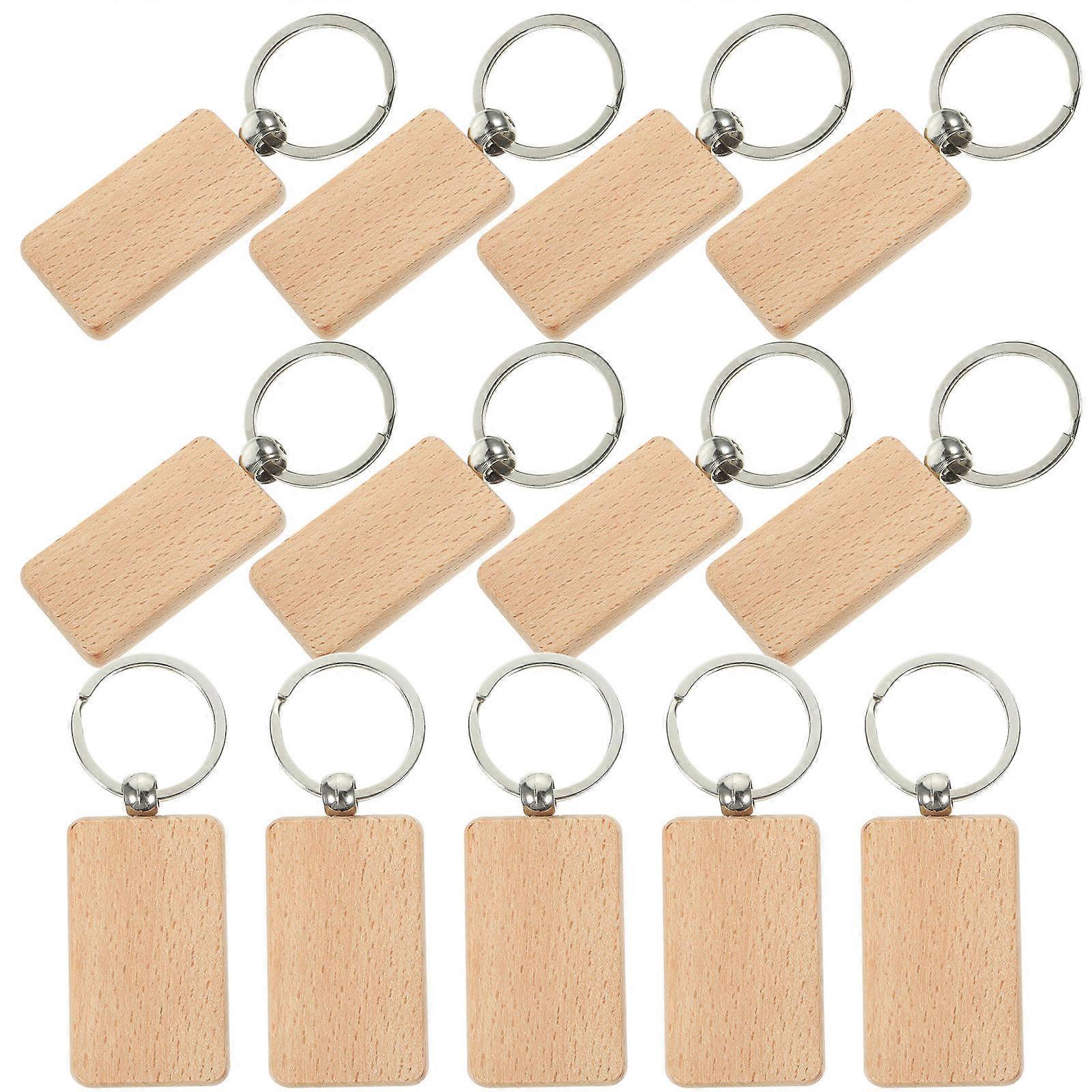 Engravable Wooden Keychains 100 Pcs DIY Crafts Suitable For Any Occasions Rectangular Light Brown Easy To Personalize