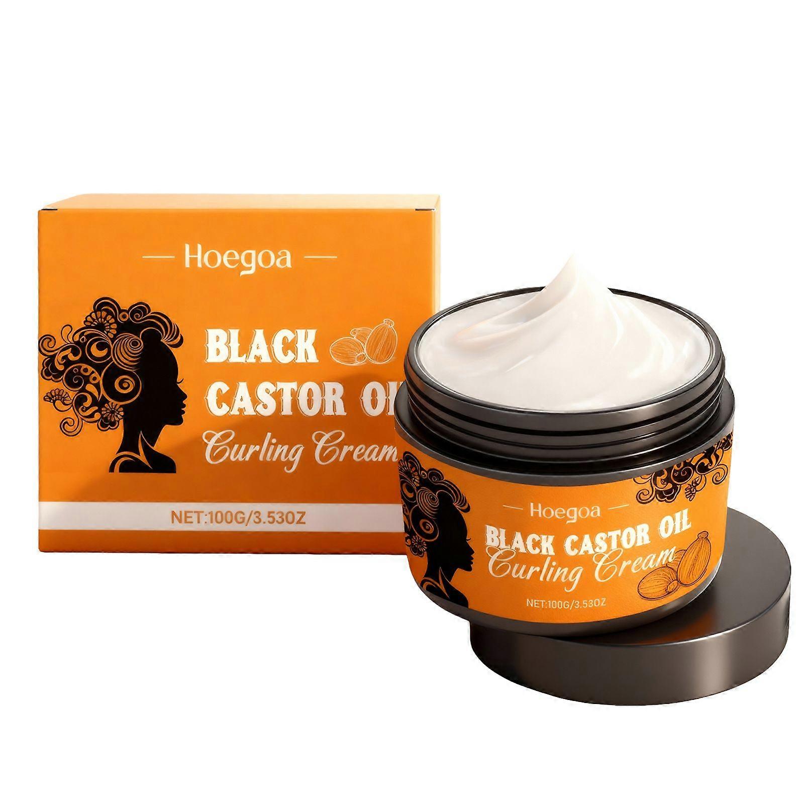 Black Castor Oil Curl Defining Cream, Anti-Frizz Curling Cream for Enhances Wavy Hair and Curly Hair, Hydrating Hair Mask Curl Cream to Define All Cur