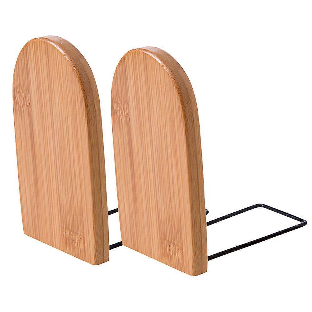 Bookends Bamboo Book Organizer for Organization 2Pcs Desktop Book Storage