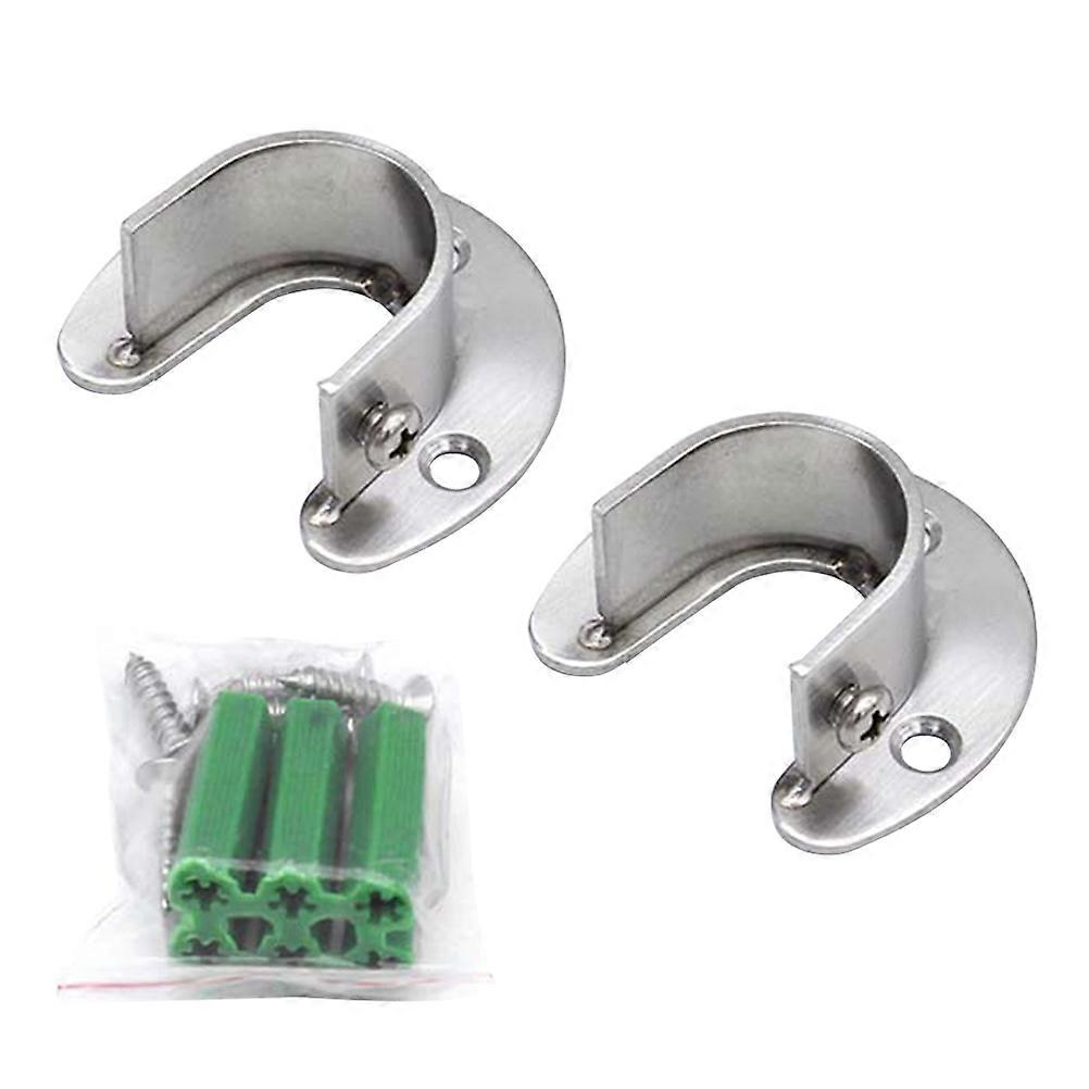 Clothes Rod Socket Heavy Duty Stainless Steel Closet Pole Socket 2Set