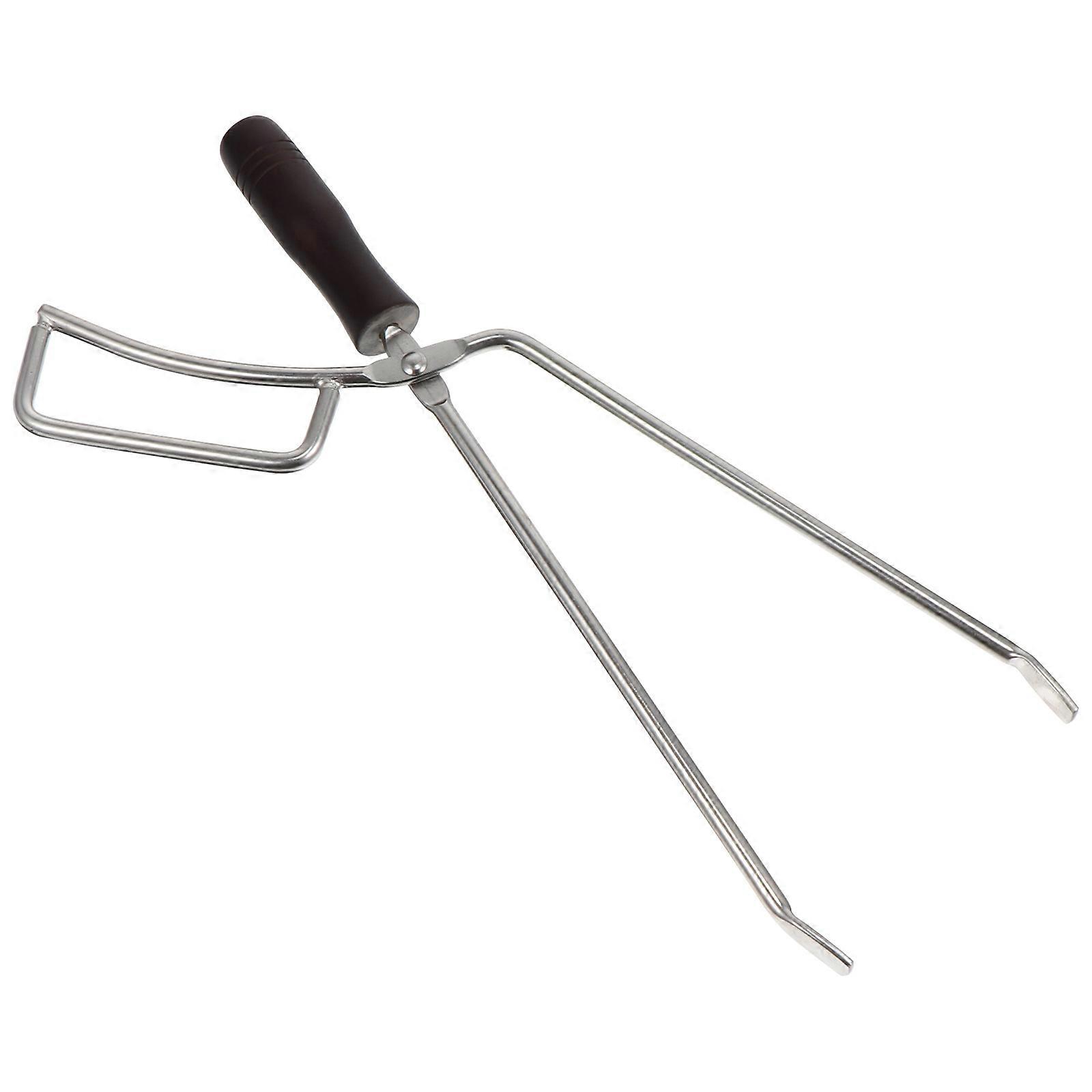 Sturdy Firewood Tong Solid Beech Handle Barbecue Tong 2Pcs for Home Use